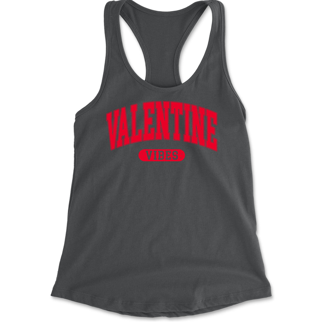 Valentines Vibes Racerback Tank Top for Women Charcoal Grey