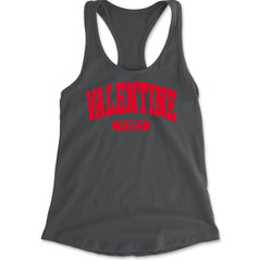 Valentines Vibes Racerback Tank Top for Women Charcoal Grey