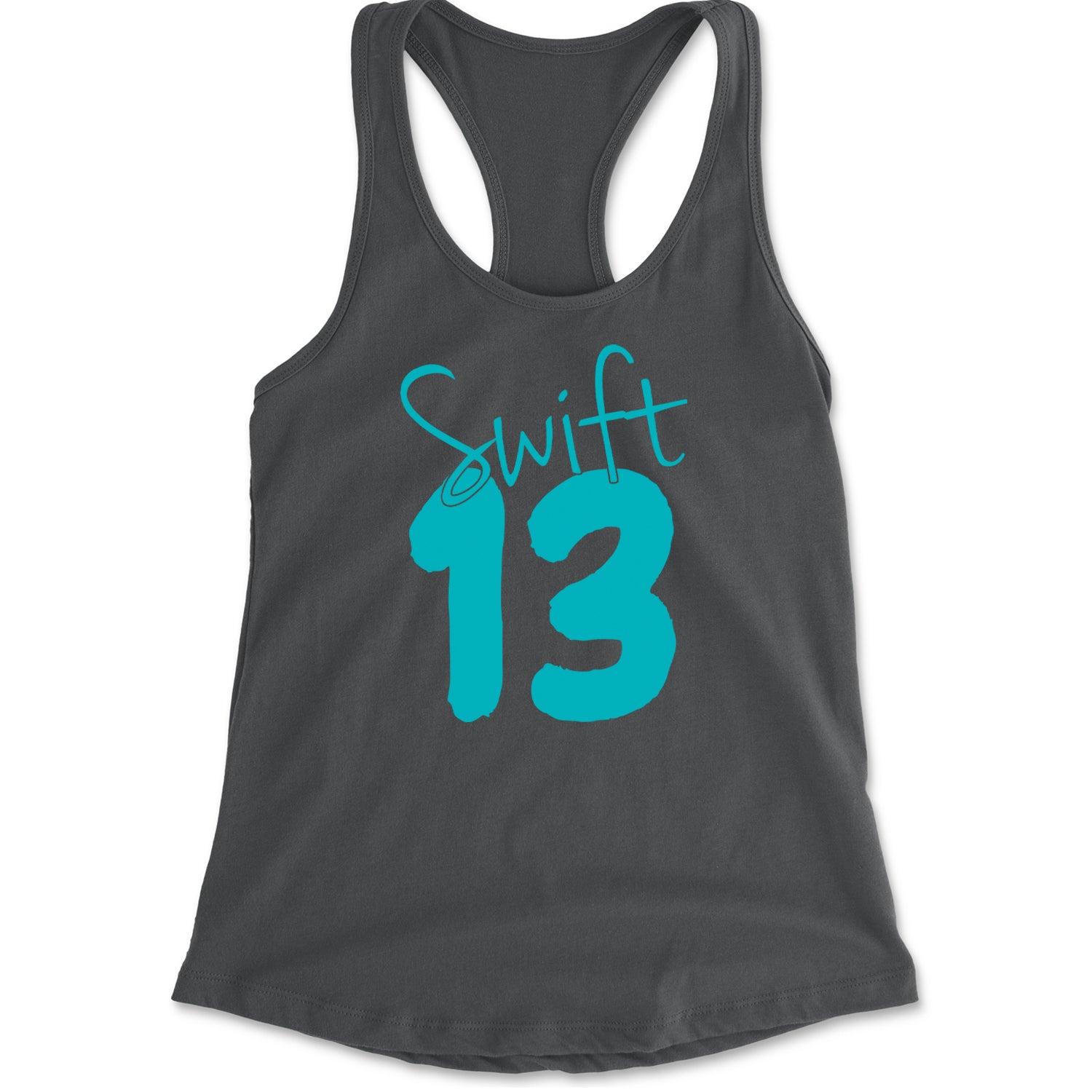 13 Swift 13 Lucky Number Era TTPD Racerback Tank Top for Women Charcoal Grey