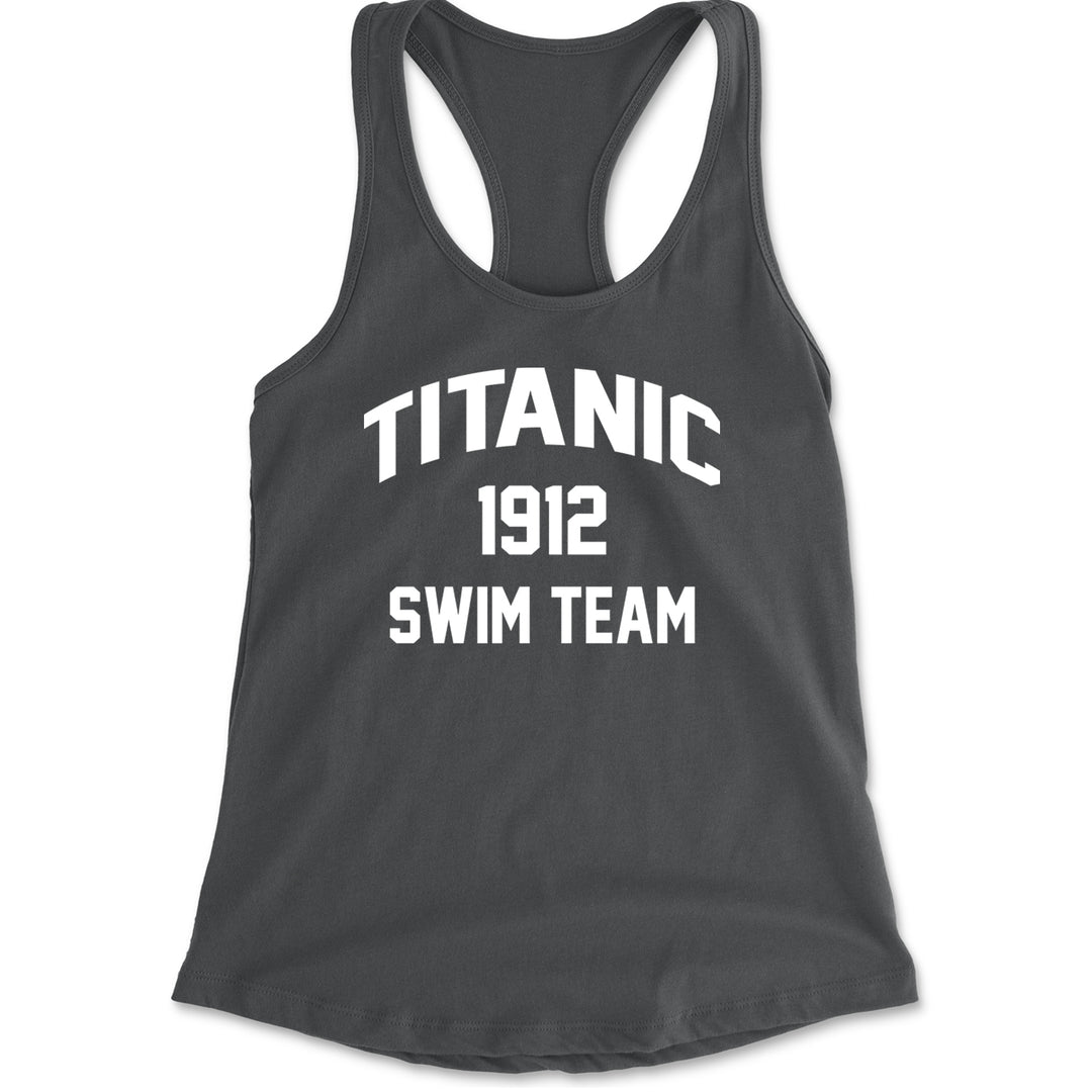 Titanic Swim Team 1912 Funny Cruise Racerback Tank Top for Women Charcoal Grey