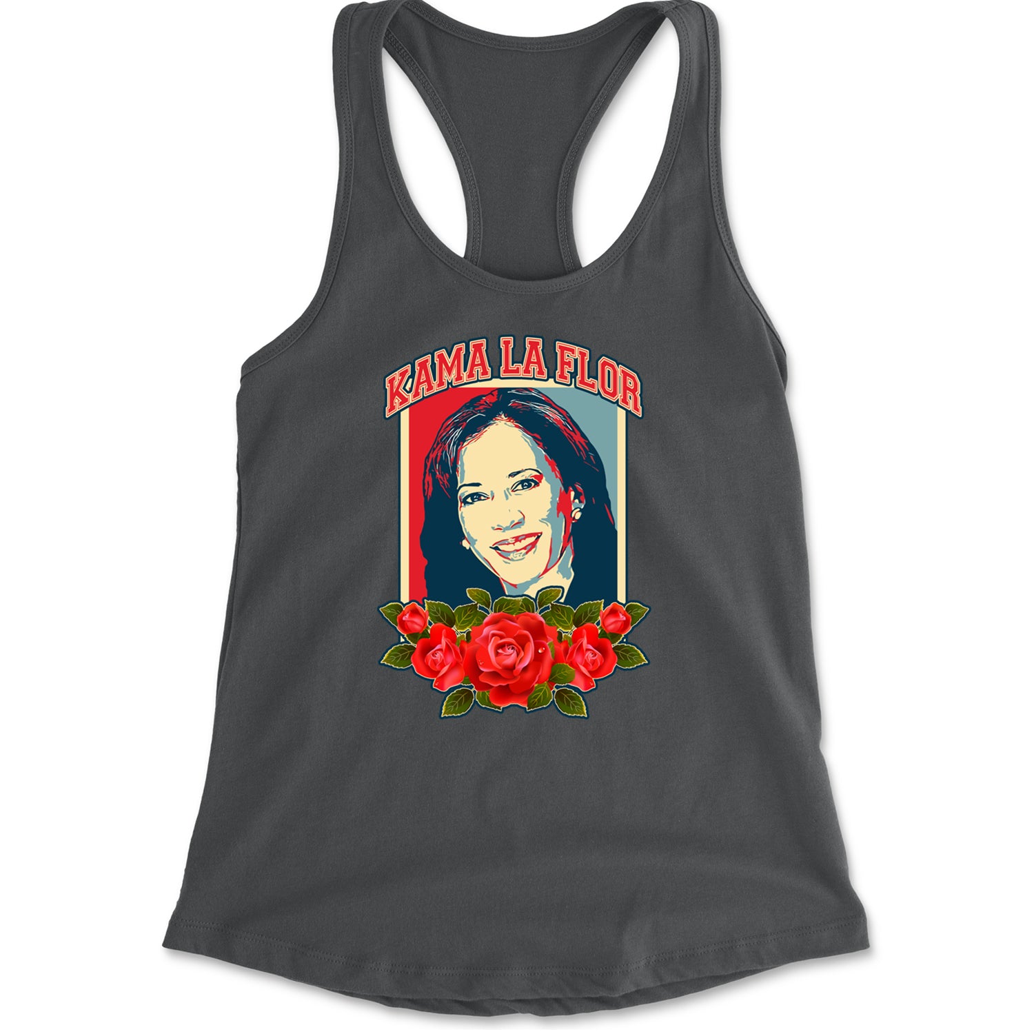 Kama La Flor Kamala Como La Flor Racerback Tank Top for Women Charcoal Grey