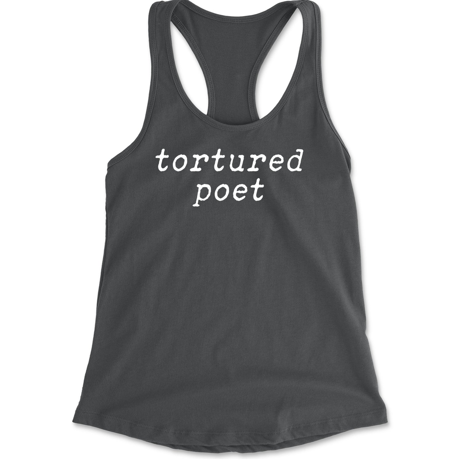 Tortured Poet Chairman Racerback Tank Top for Women Charcoal Grey