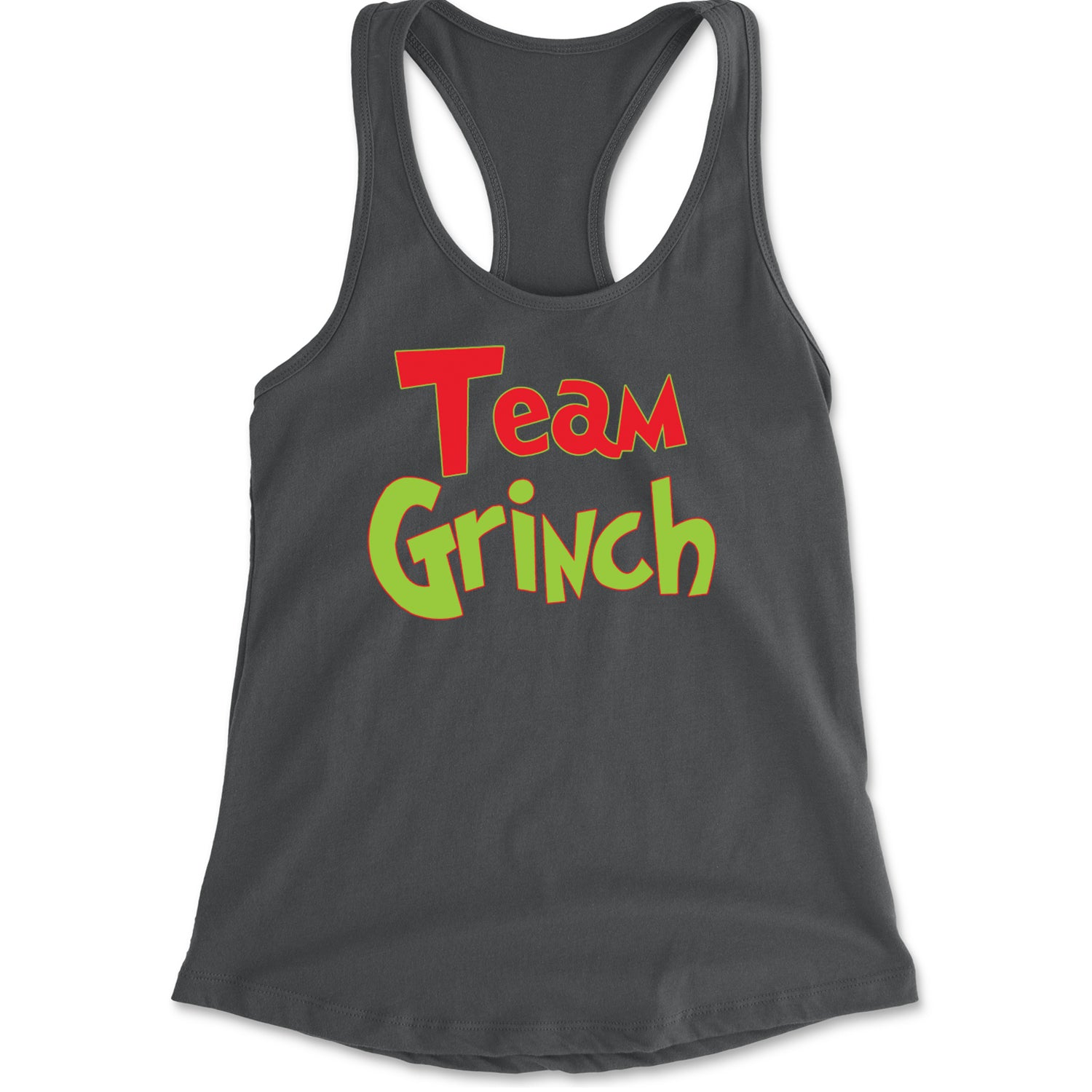 Team Gr-nch Jolly Grinchmas Merry Christmas Racerback Tank Top for Women Charcoal Grey