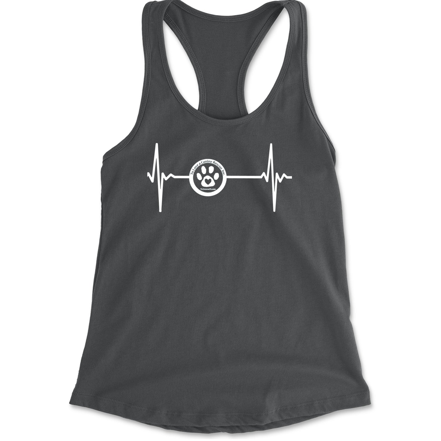 TLC Rescue Heartbeat Racerback Tank Top for Women Charcoal Grey