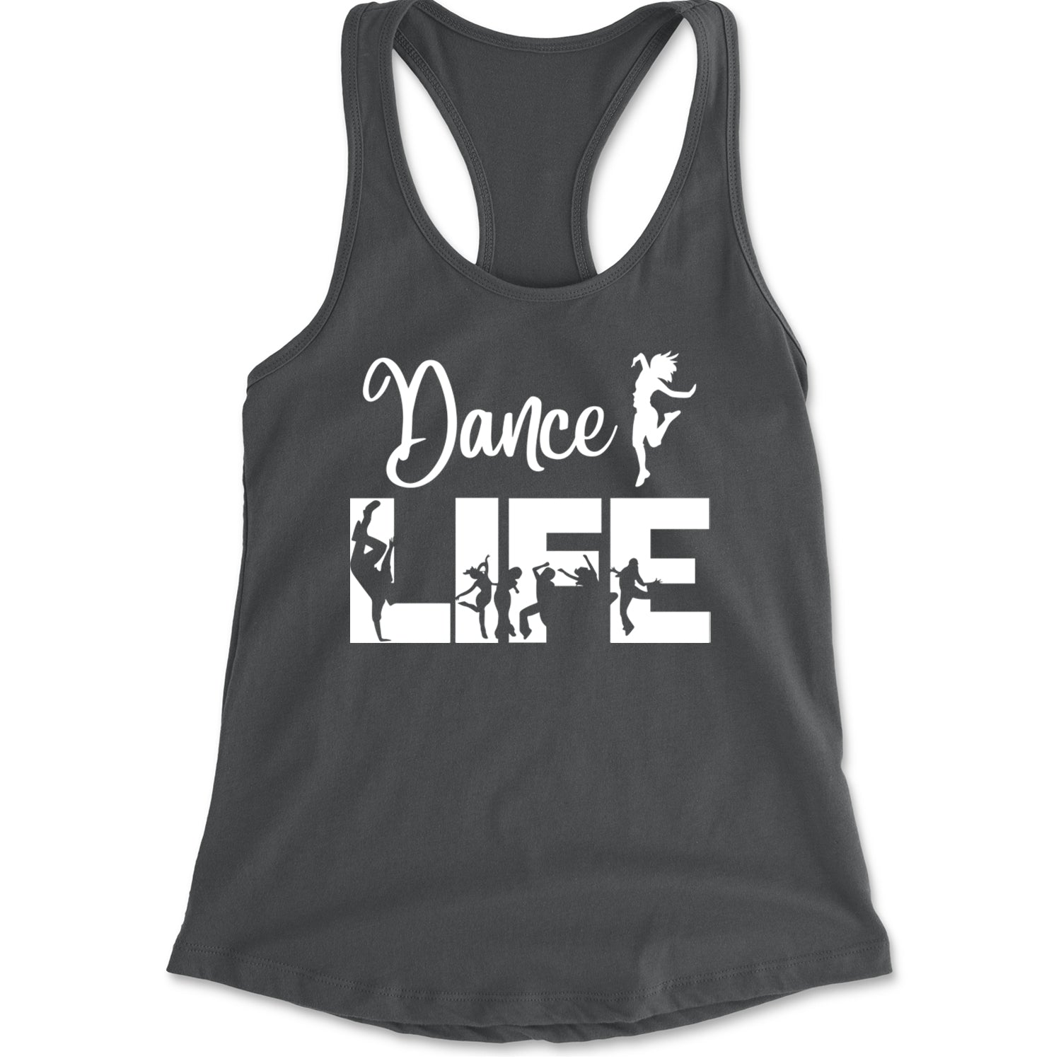 Dance Life Silhouette Dancers Racerback Tank Top for Women Charcoal Grey