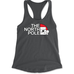 The North Pole Santa Face Racerback Tank Top for Women Charcoal Grey