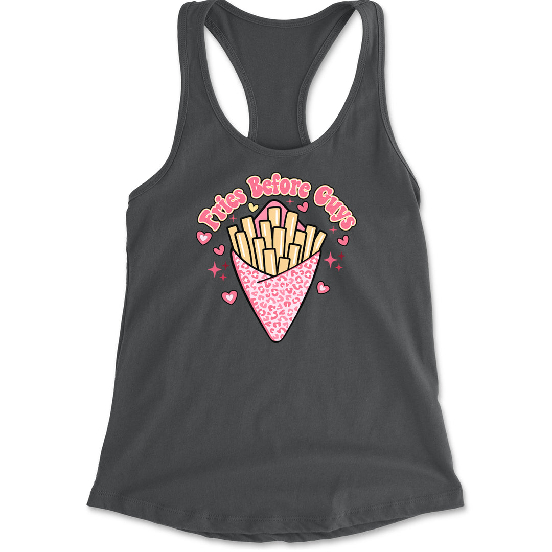 Fries Before Guys Racerback Tank Top for Women Charcoal Grey