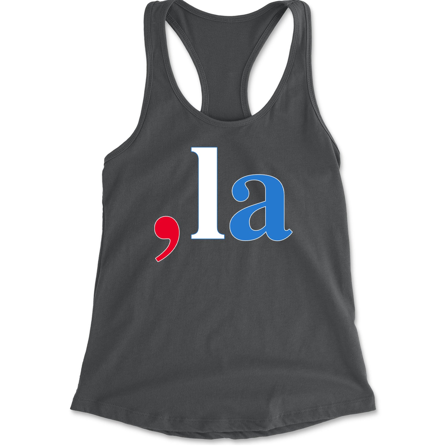 Comma-La - Support Kamala Harris For President 2024 Racerback Tank Top for Women Charcoal Grey