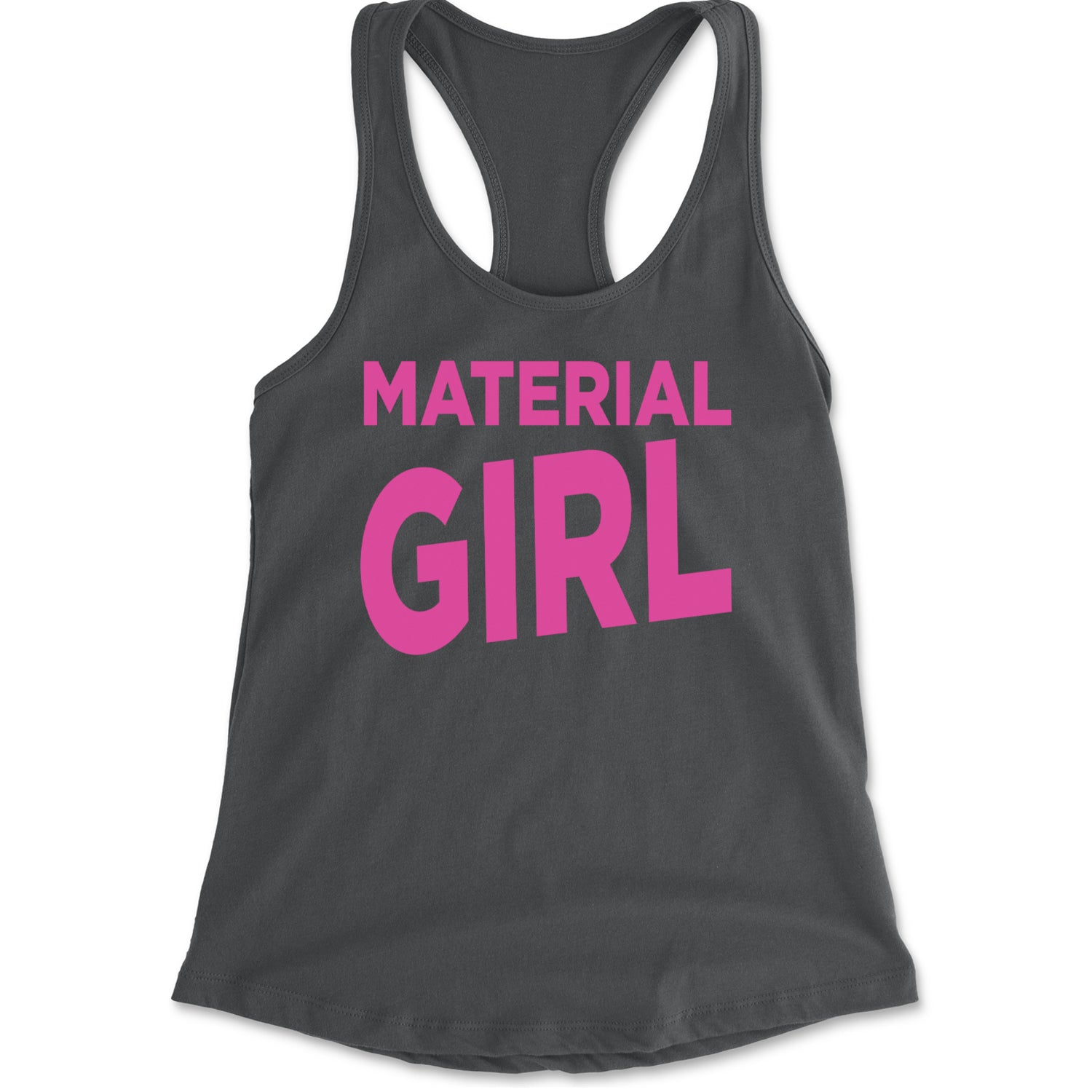 Material Girl 80's Retro Celebration Racerback Tank Top for Women Charcoal Grey