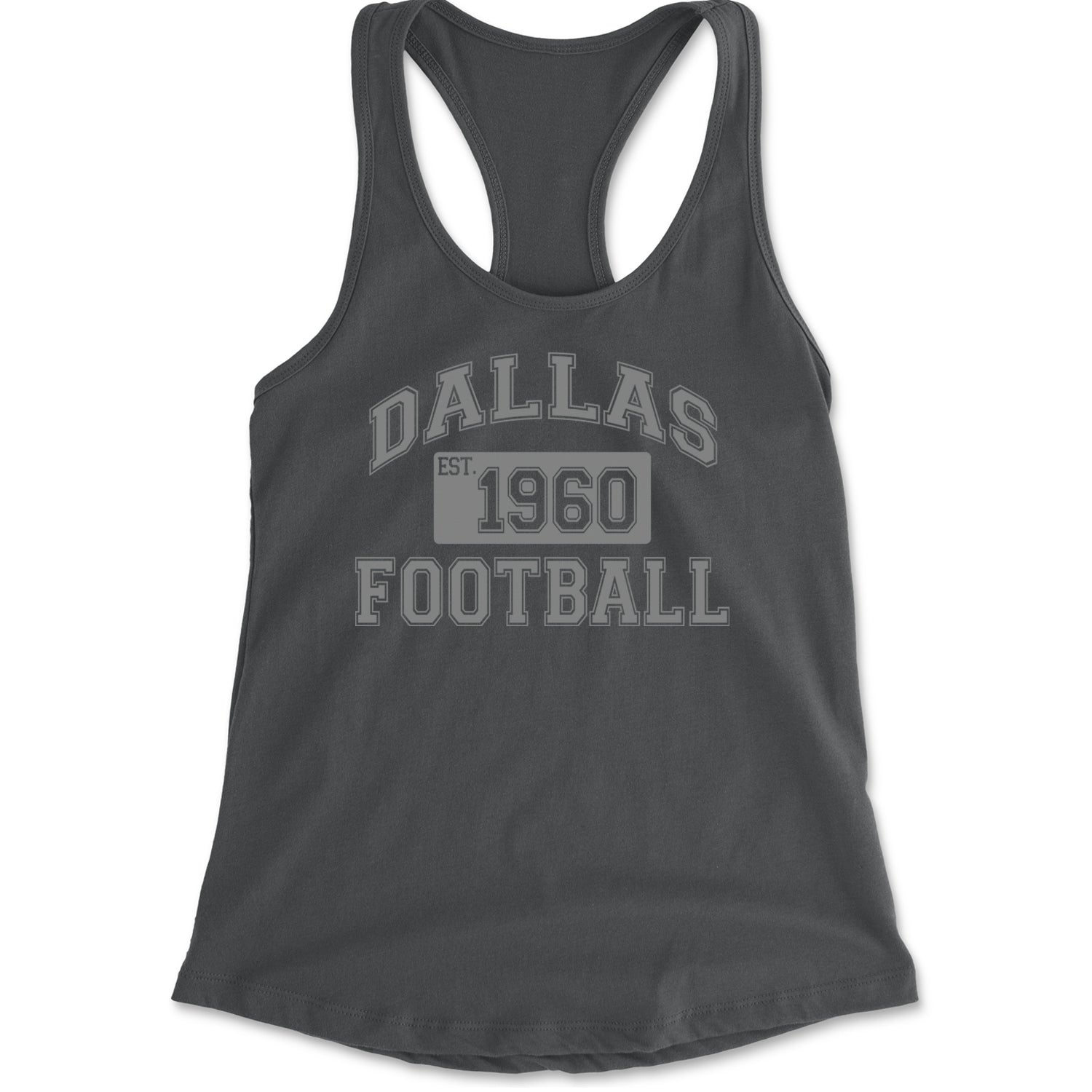 Dallas Football Established 1960 Racerback Tank Top for Women Charcoal Grey