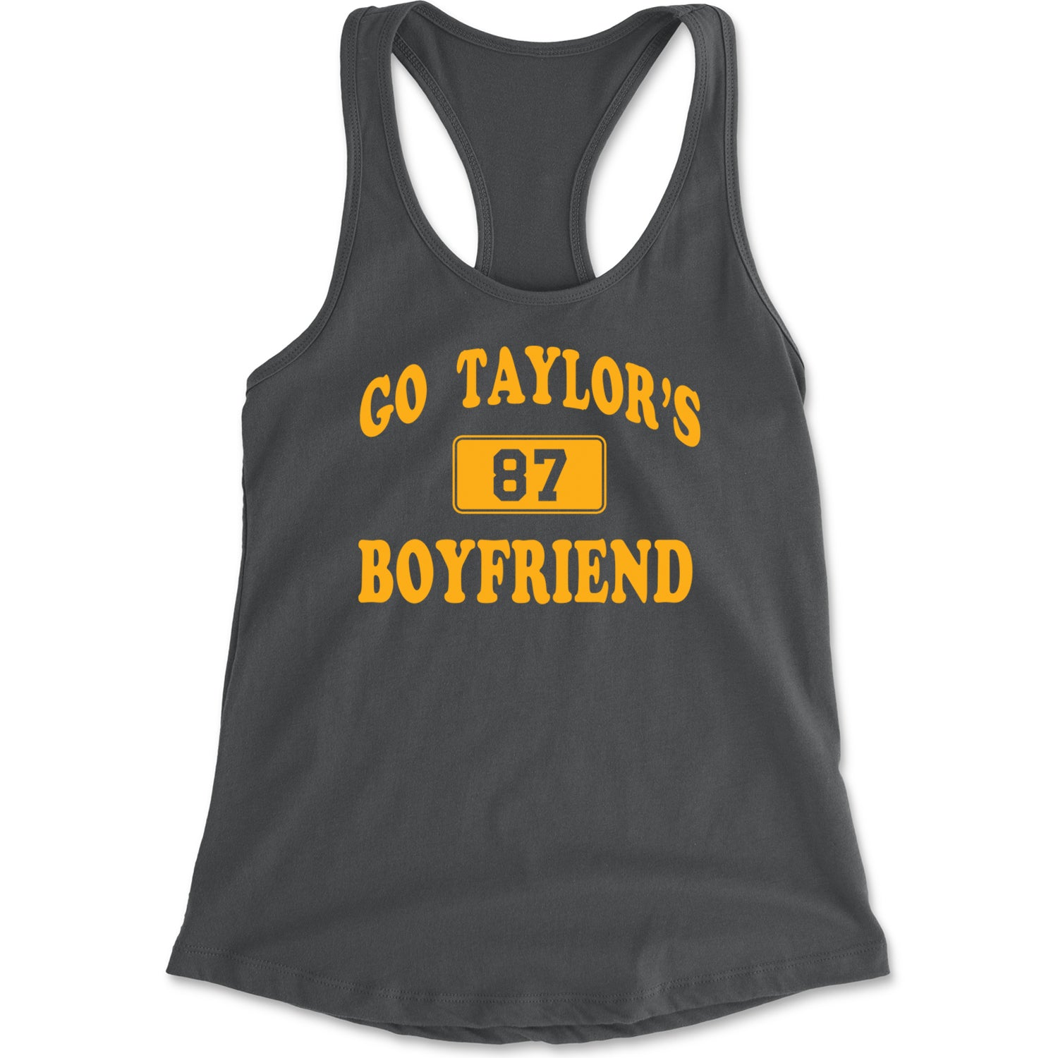 Go Taylor's Boyfriend Kansas City Racerback Tank Top for Women Charcoal Grey