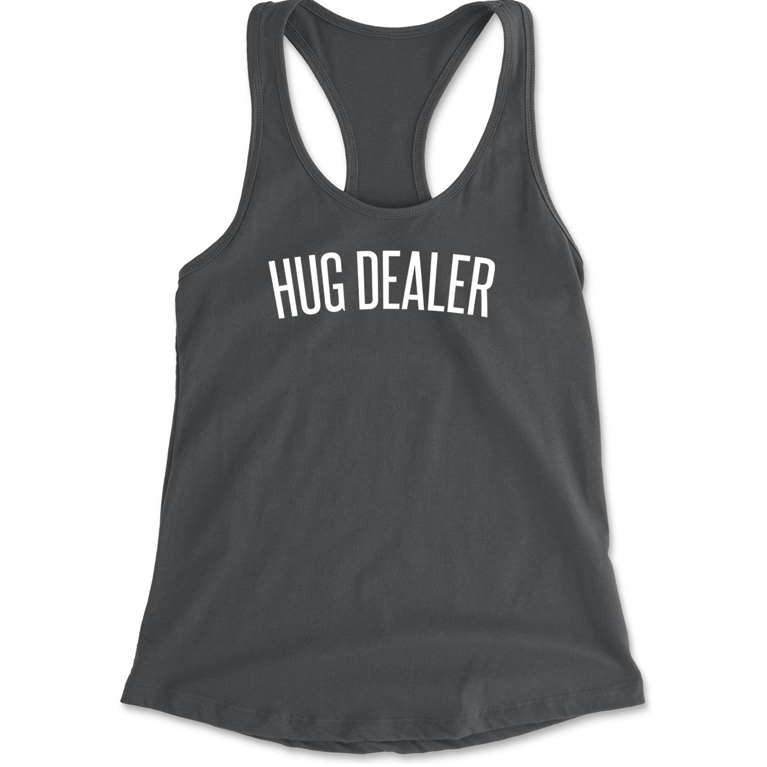 Hug Dealer Funny Hug Lover Racerback Tank Top for Women Charcoal Grey