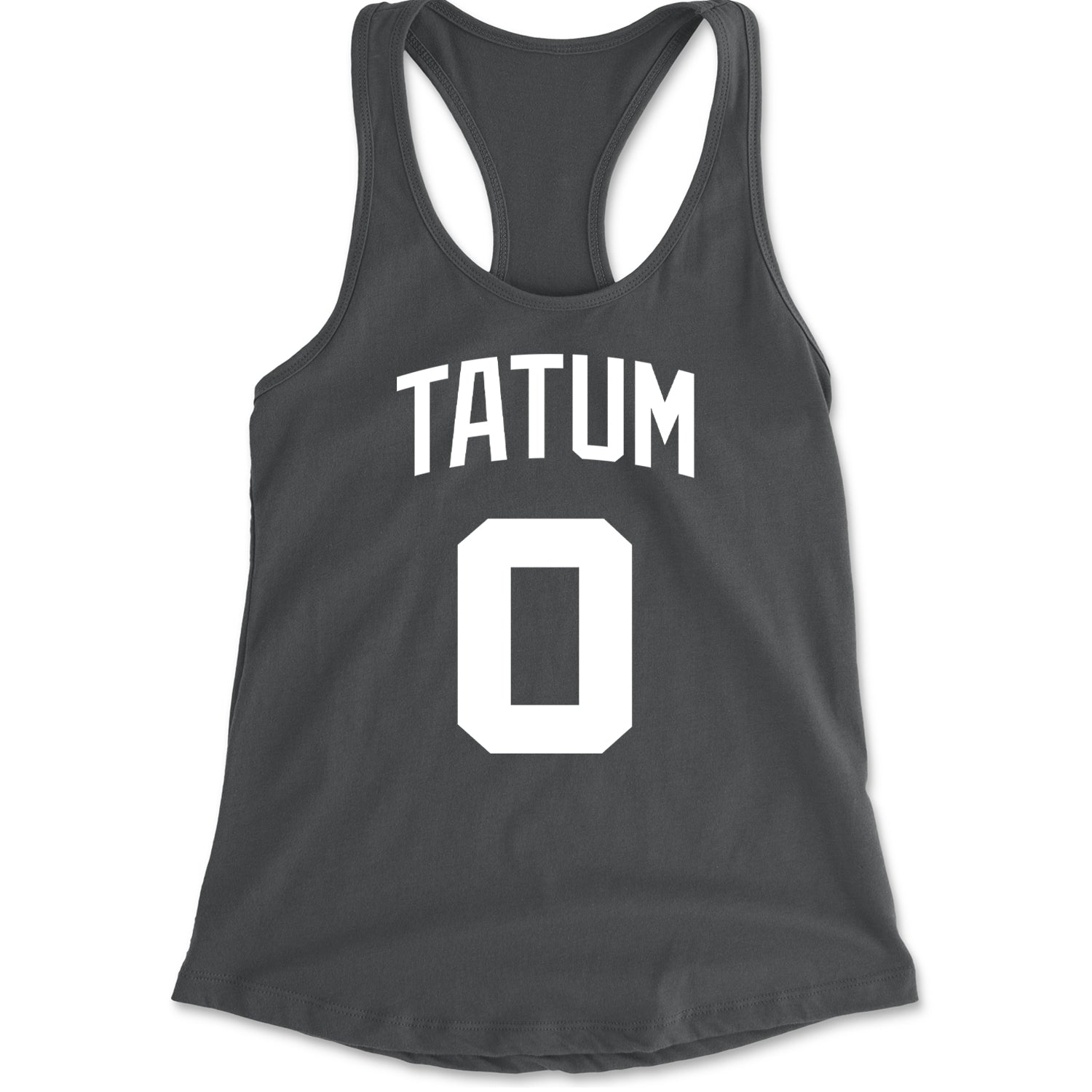 Tatum #0 Boston Basketball Racerback Tank Top for Women Charcoal Grey