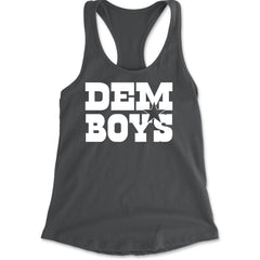 Dem Boys Dallas Football Racerback Tank Top for Women Charcoal Grey