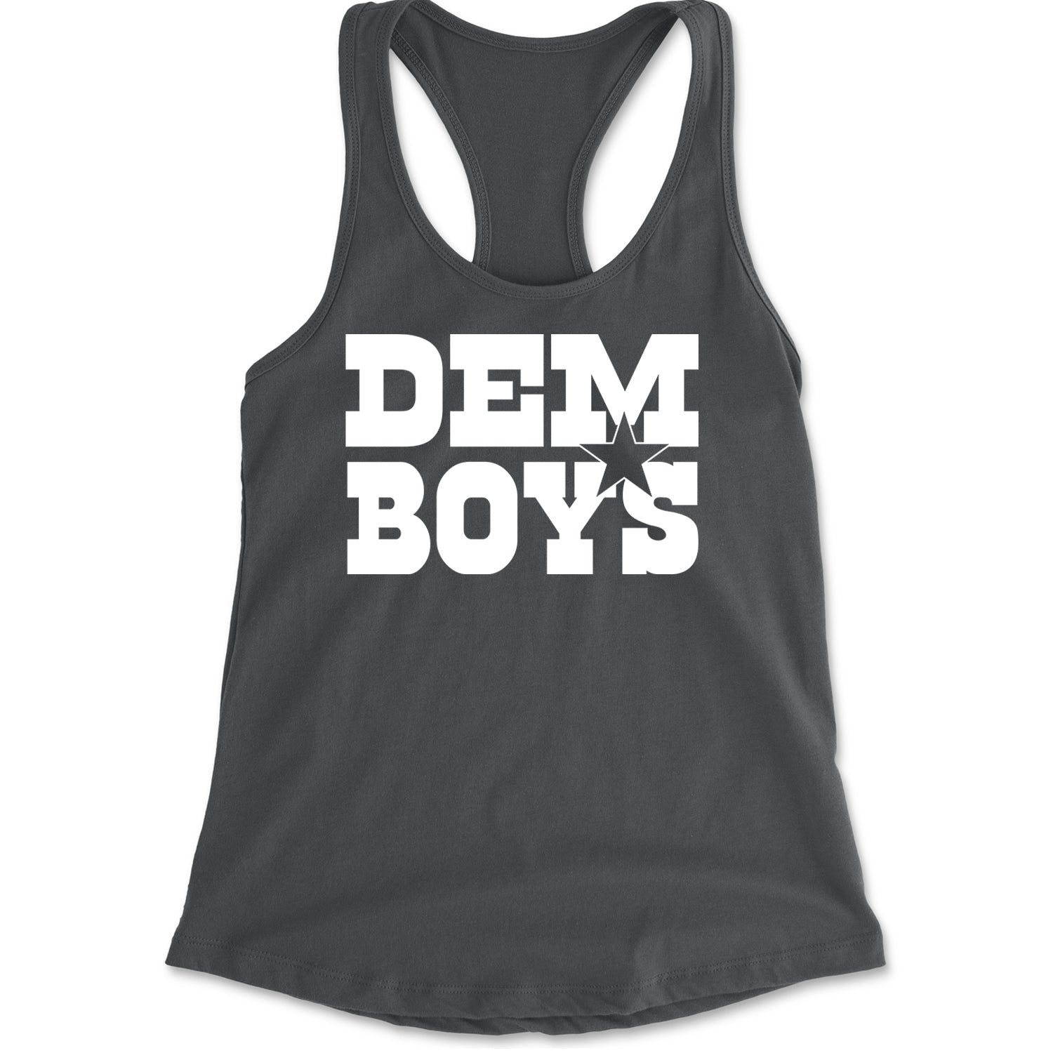 Dem Boys Dallas Football Racerback Tank Top for Women Charcoal Grey