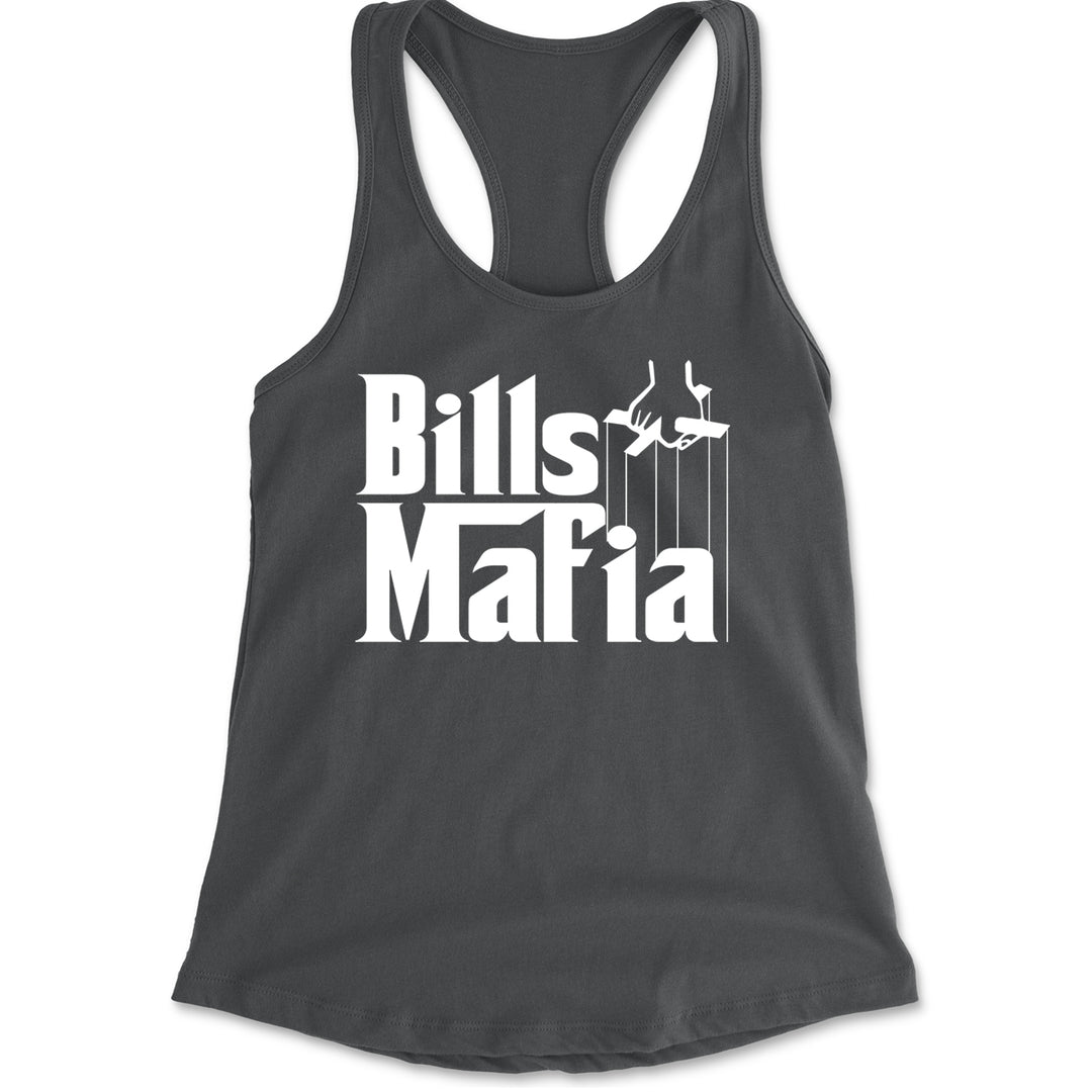 Mafia Bills Mafia Godfather Racerback Tank Top for Women Charcoal Grey