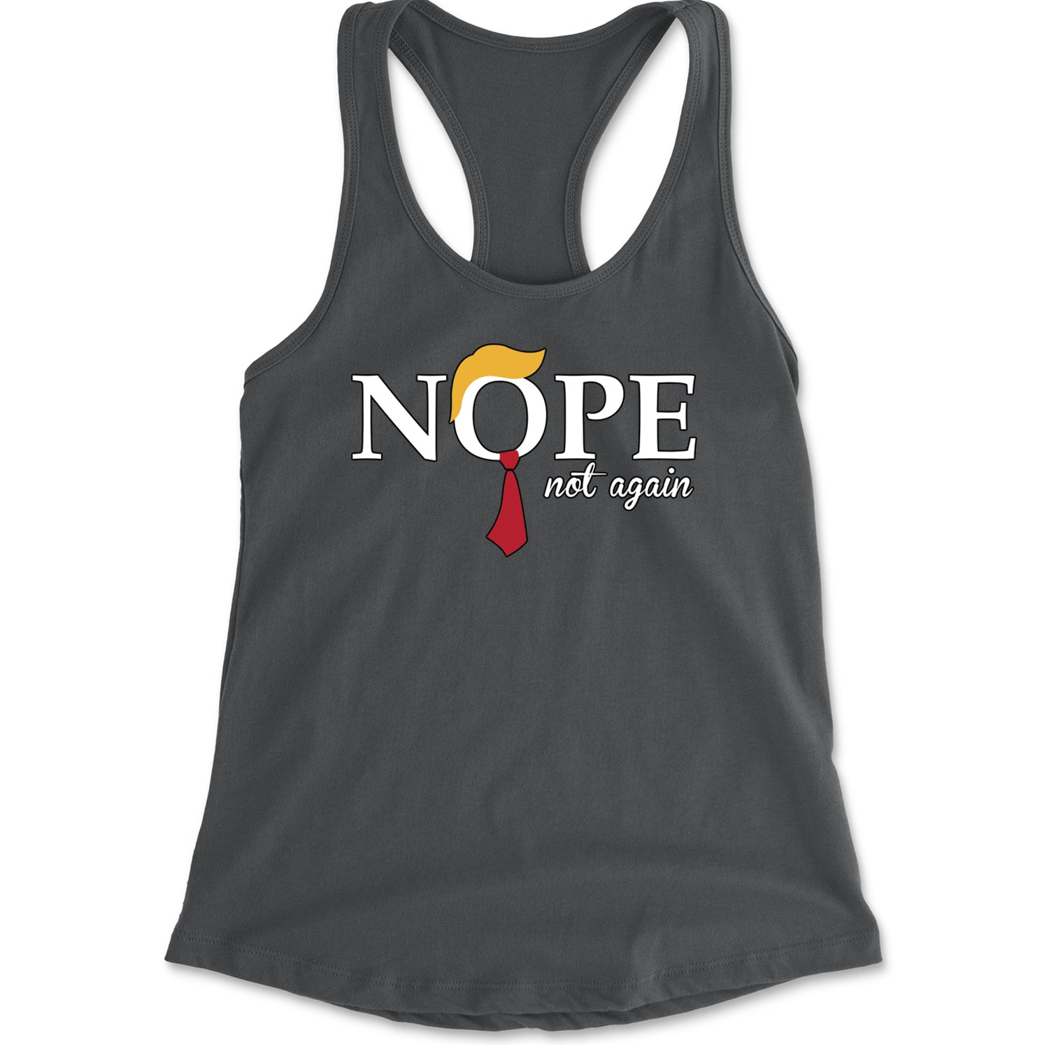 Nope Not Again Anti-Trump 2024 Racerback Tank Top for Women Charcoal Grey