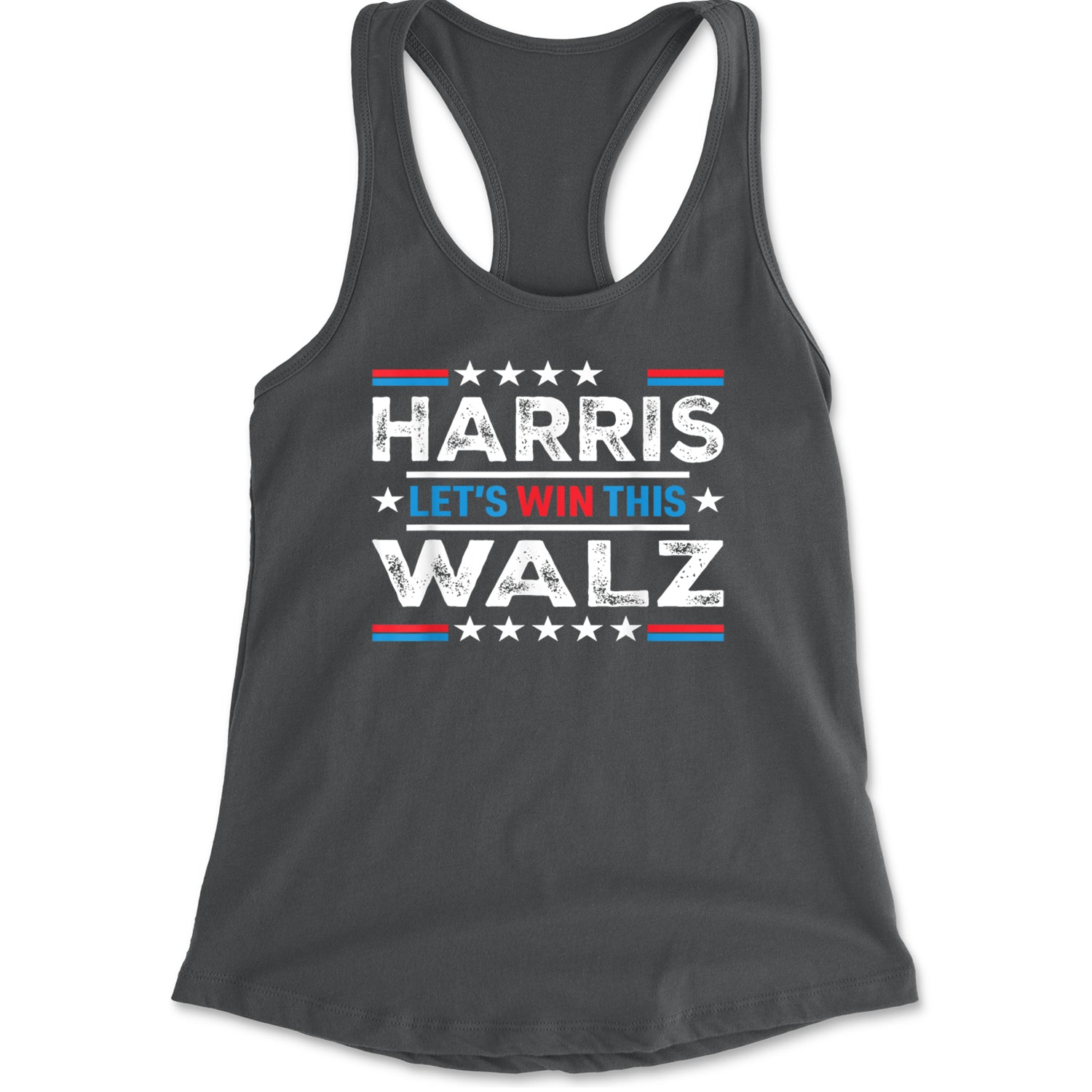 Kamala Harris and Tim Walz For President Racerback Tank Top for Women Charcoal Grey