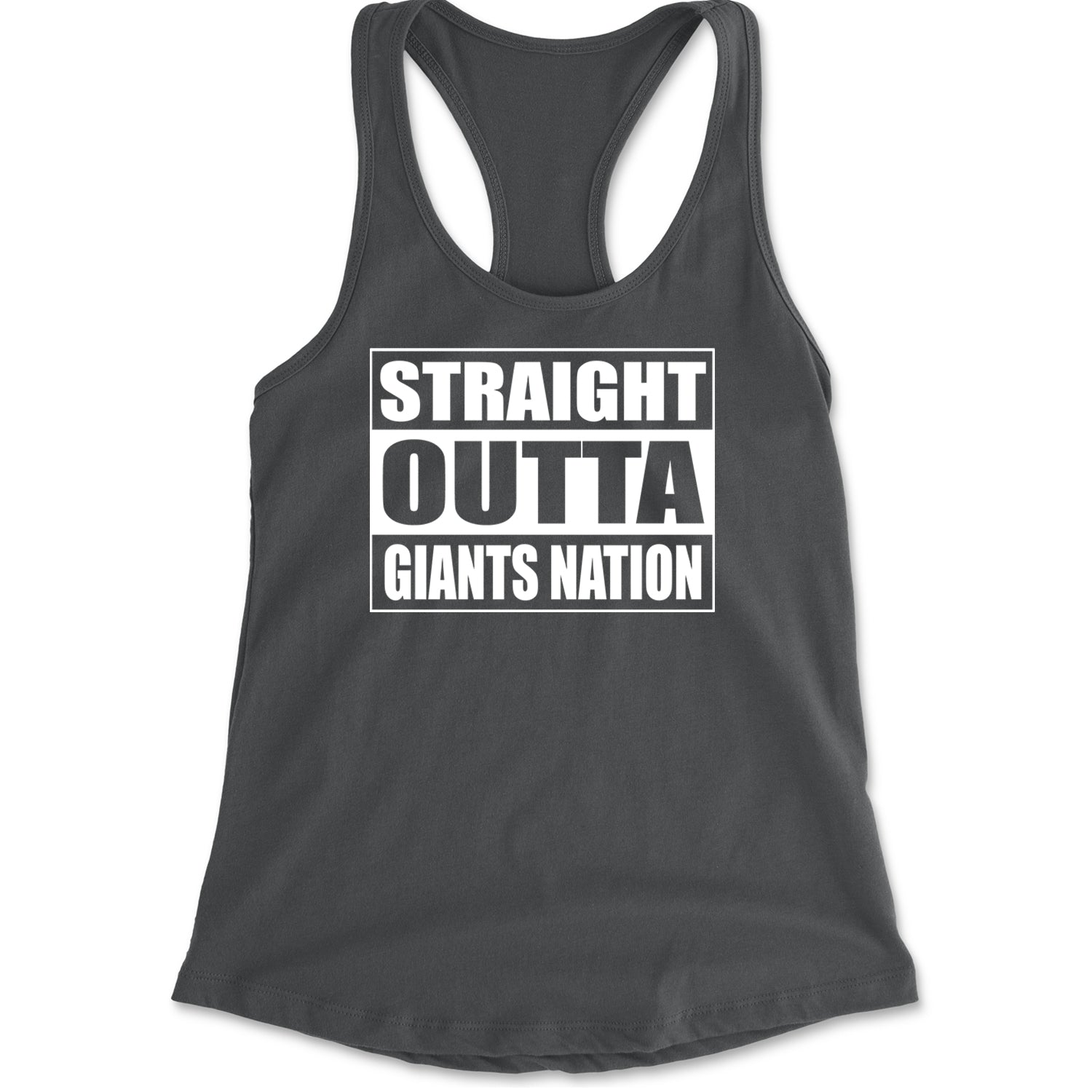 Straight Outta Giants Nation   Racerback Tank Top for Women Charcoal Grey