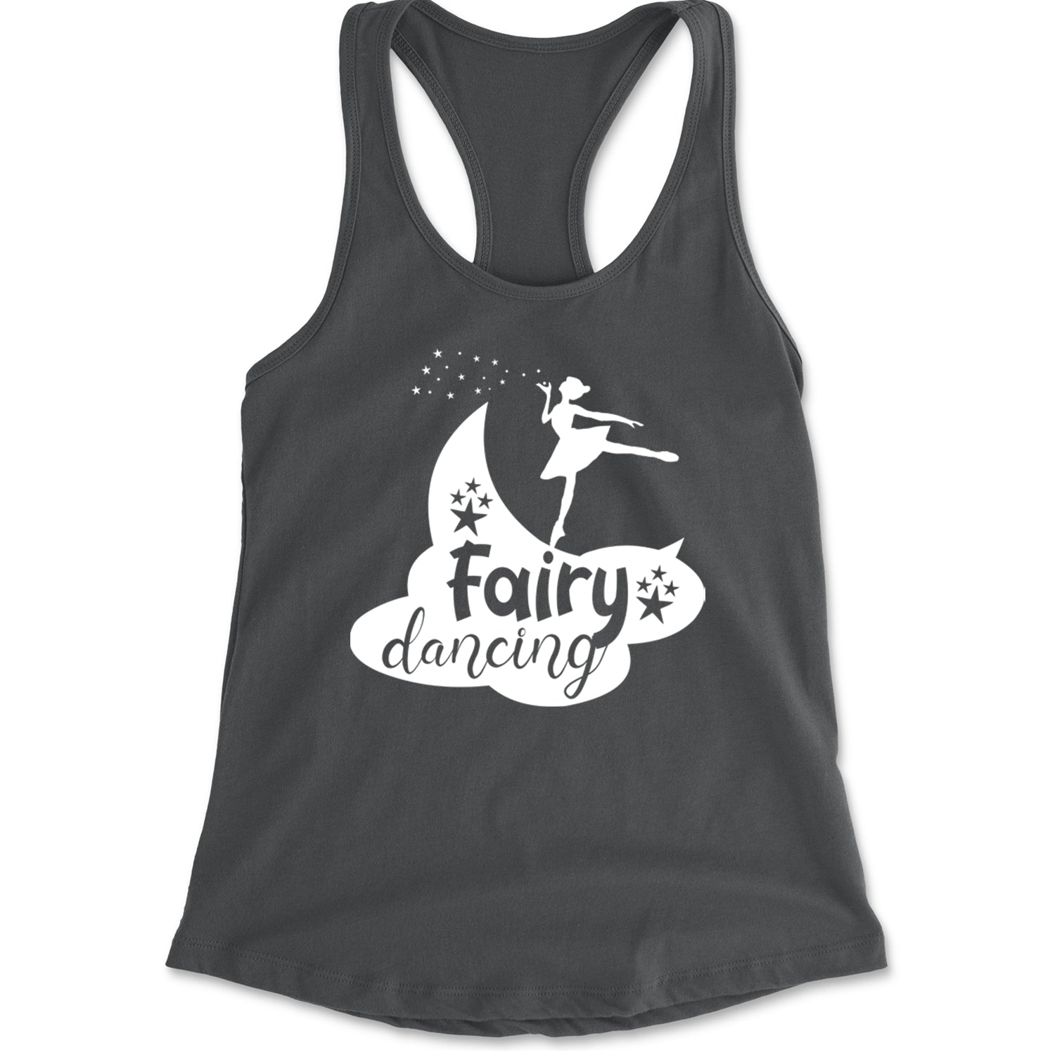 Fairy Dancing Racerback Tank Top for Women Charcoal Grey