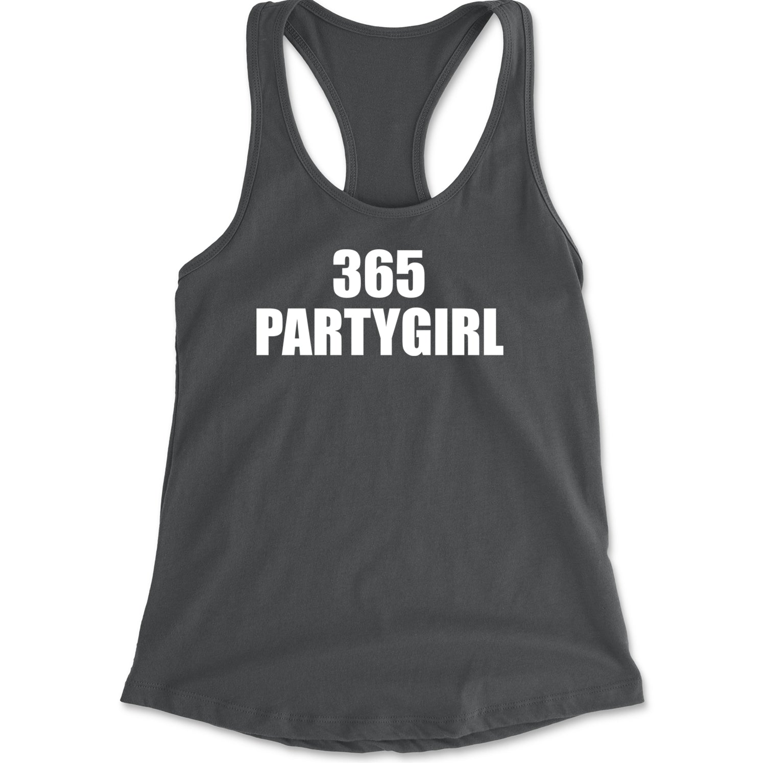 365 Party Girl Brat Girl Summer Racerback Tank Top for Women Charcoal Grey