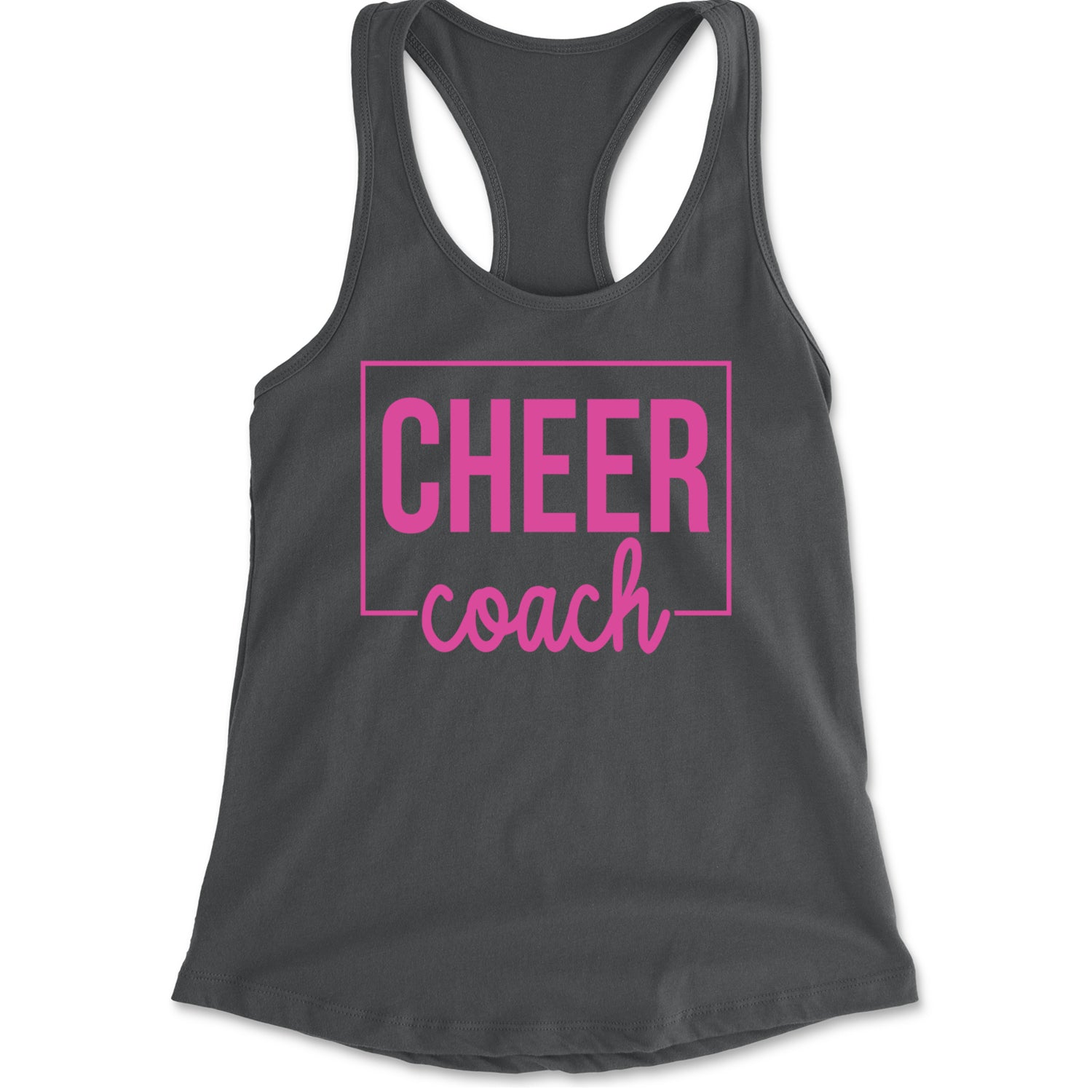 Cheer Coach Cheerleader Racerback Tank Top for Women Charcoal Grey