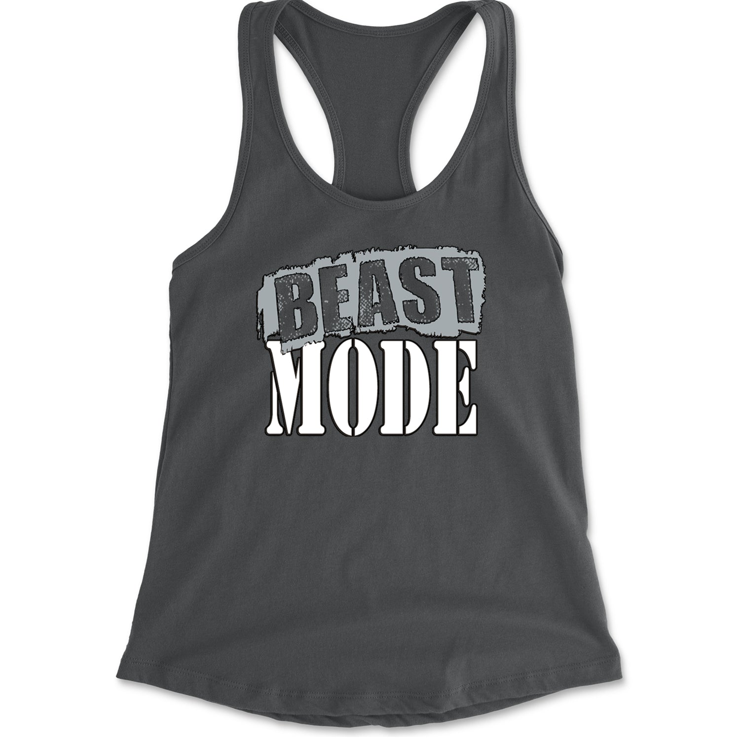 Beast Mode Training Gym Workout Racerback Tank Top for Women Charcoal Grey