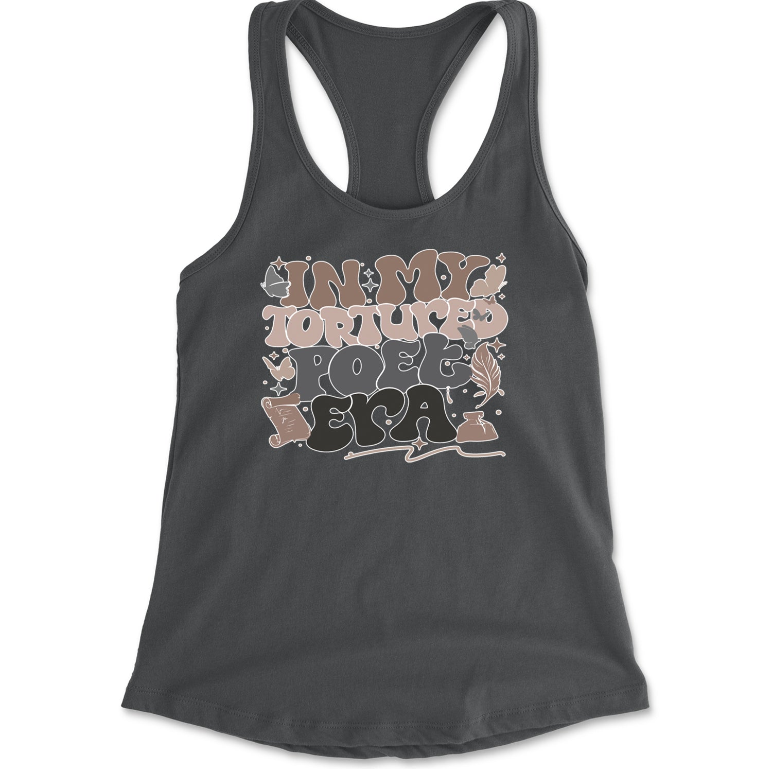 In My Tortured Poet Era TTPD Music Racerback Tank Top for Women Charcoal Grey