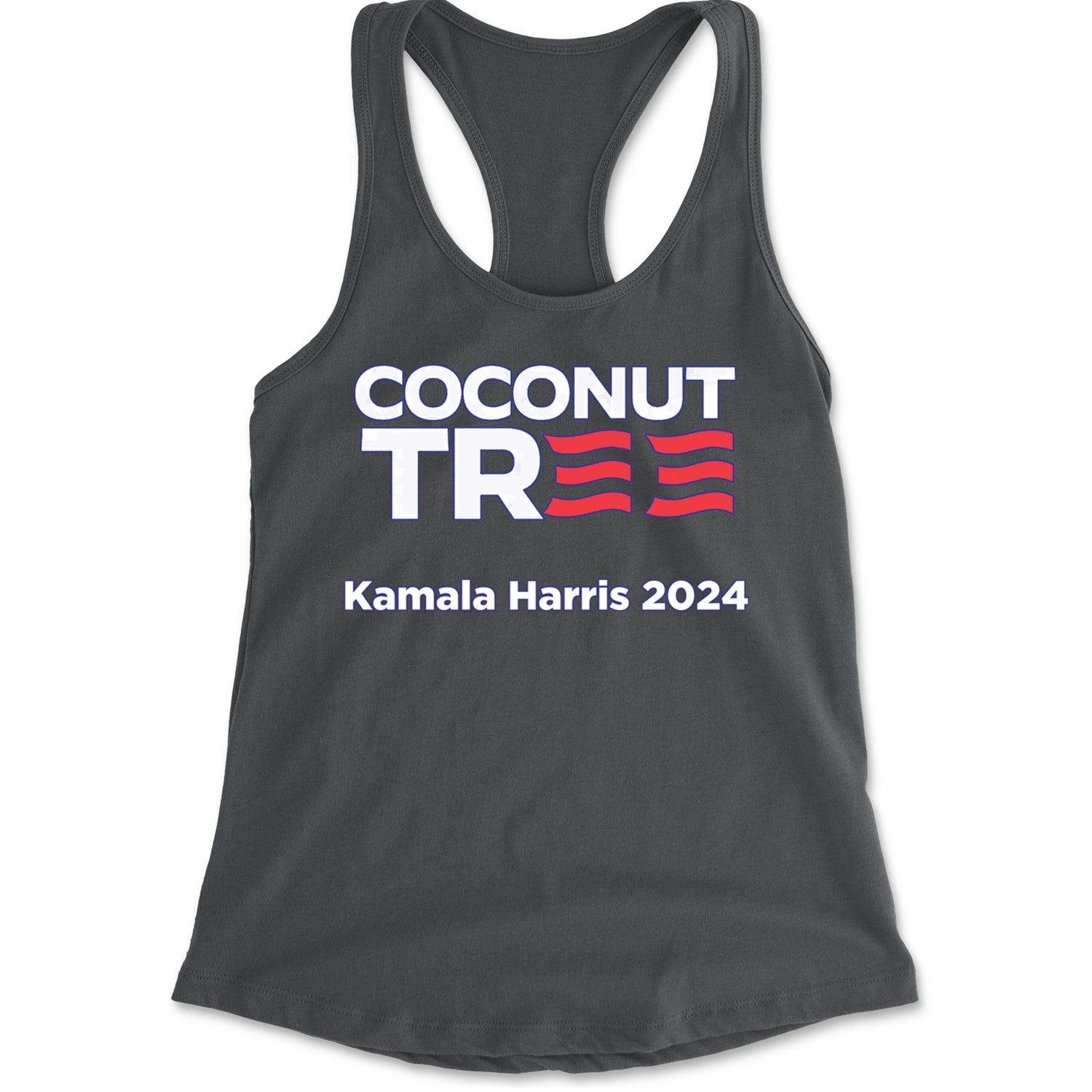 Coconut Tree - Support Kamala Harris For President 2024 Racerback Tank Top for Women Charcoal Grey