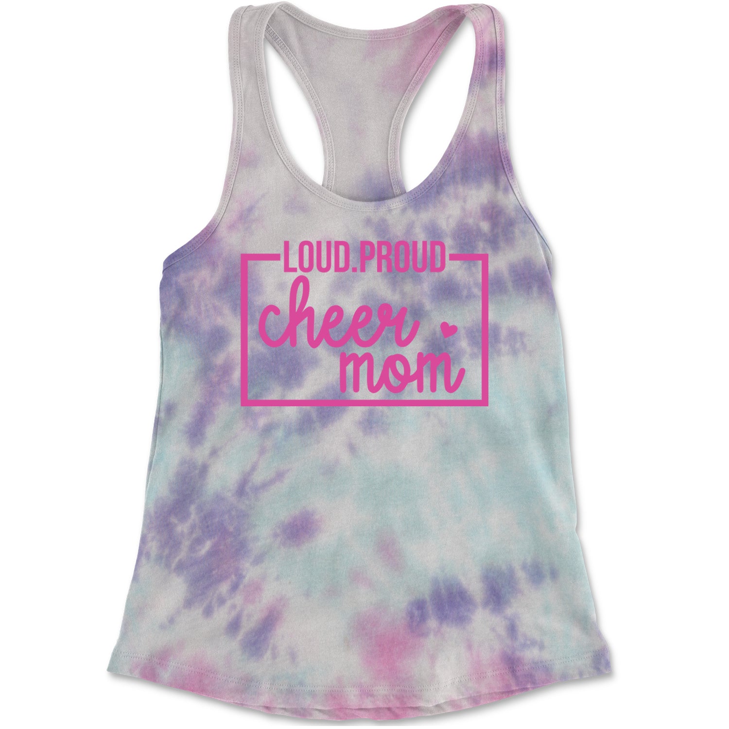 Loud Proud Cheerleader Mom Racerback Tank Top for Women Cotton Candy