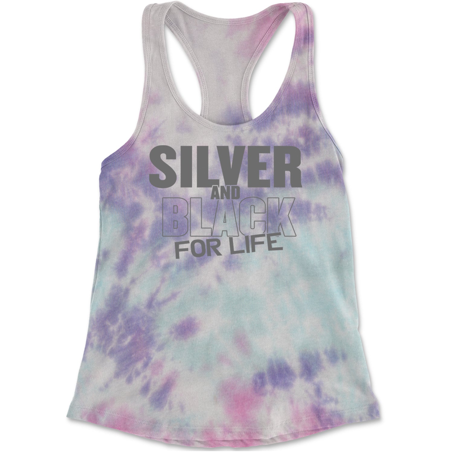 Silver And Black For Life Football Fan Racerback Tank Top for Women Cotton Candy