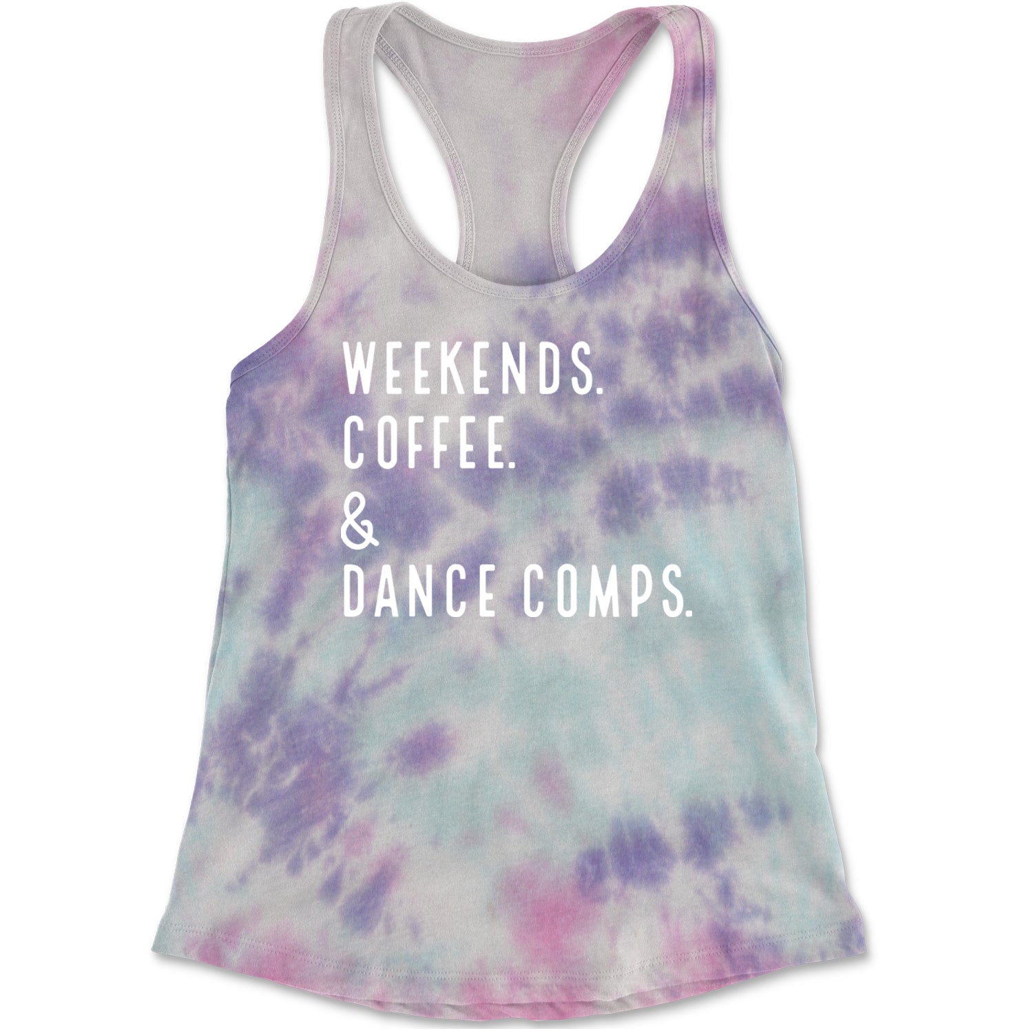 Weekends, Coffee and Dance Comps Racerback Tank Top for Women Cotton Candy