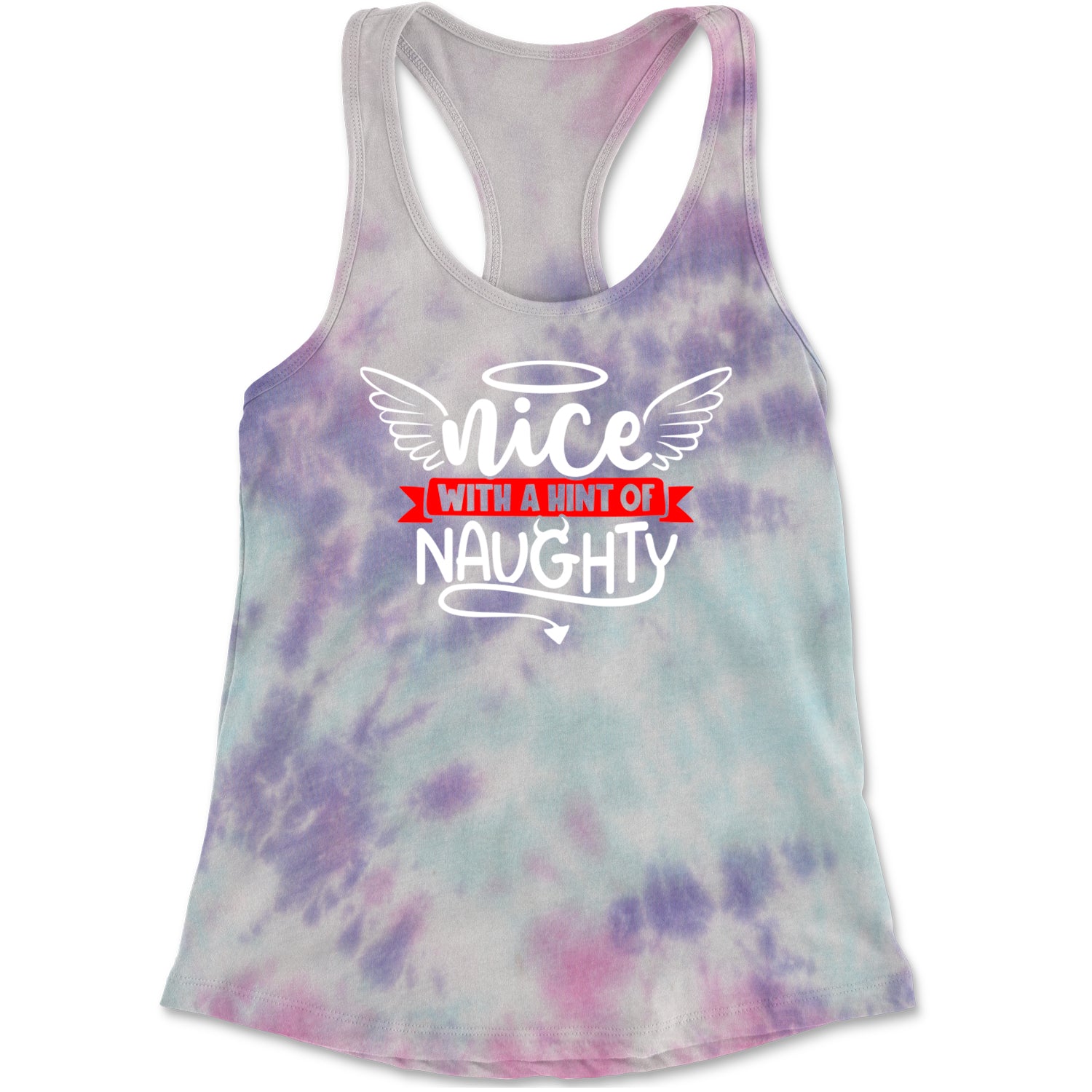 Nice with a Hint of Naughty Christmas Racerback Tank Top for Women Cotton Candy