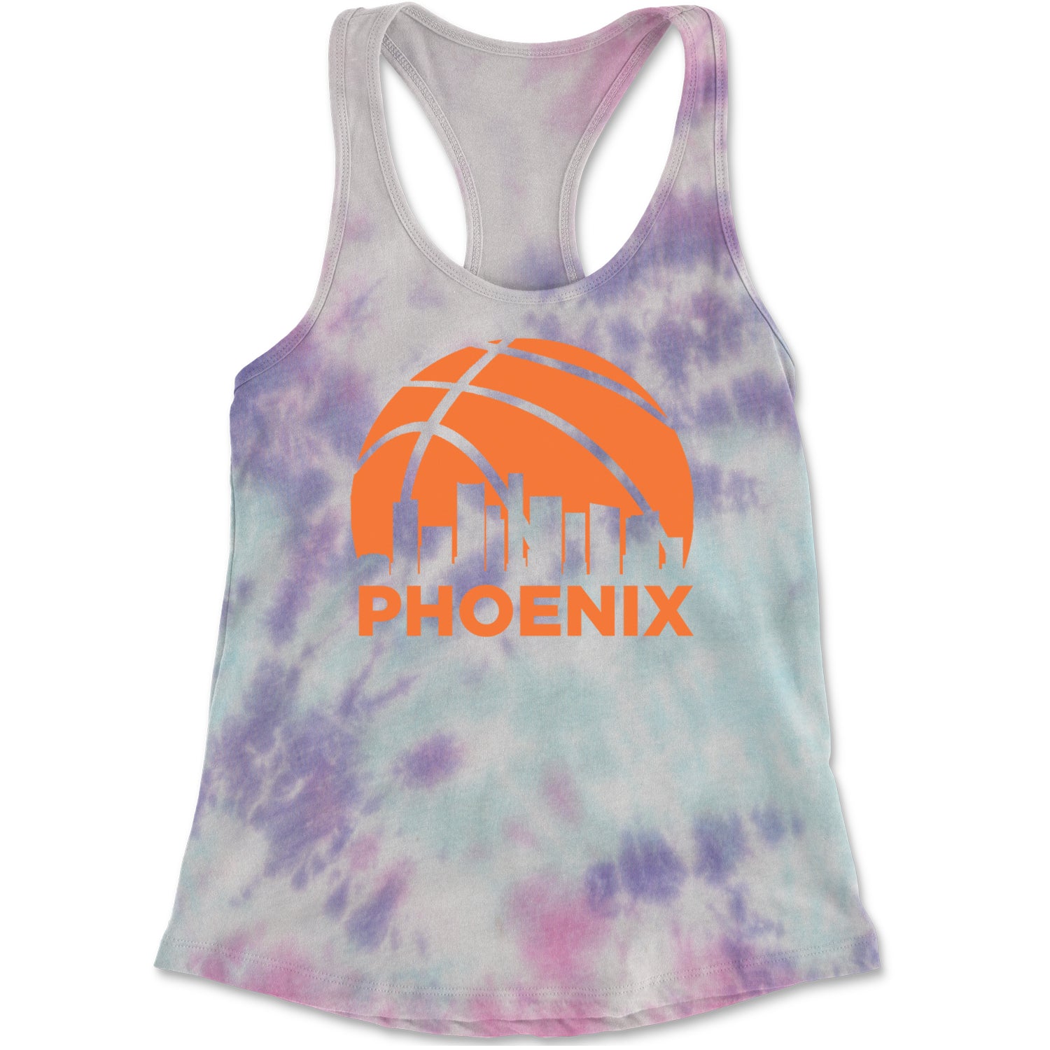 Phoenix Basketball Sunset City Skyline Racerback Tank Top for Women Cotton Candy