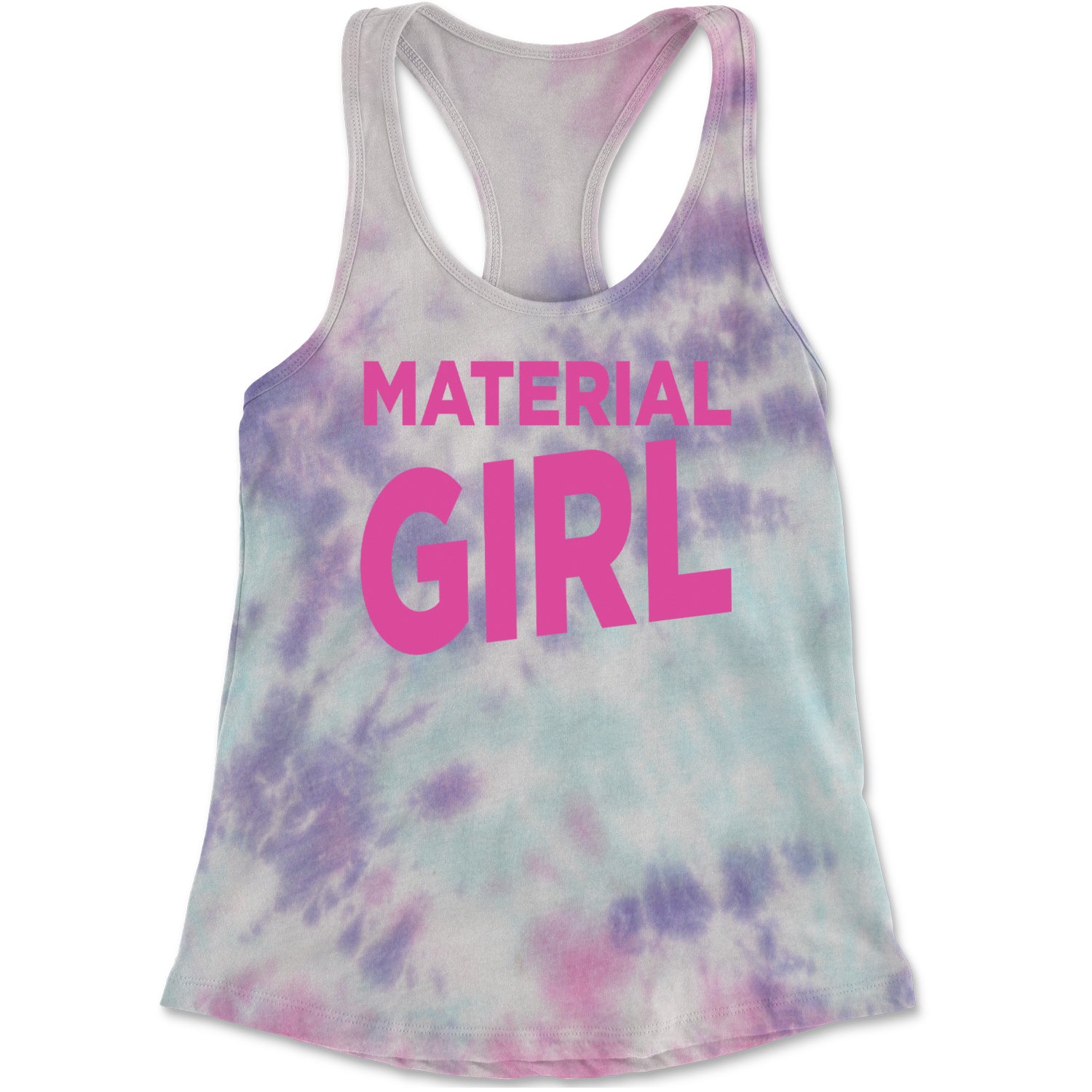 Material Girl 80's Retro Celebration Racerback Tank Top for Women Cotton Candy