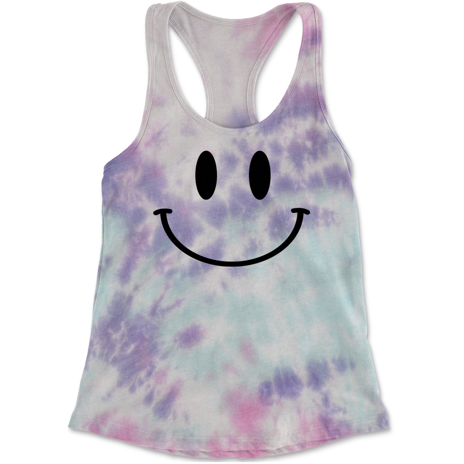 Smile Face Racerback Tank Top for Women Cotton Candy