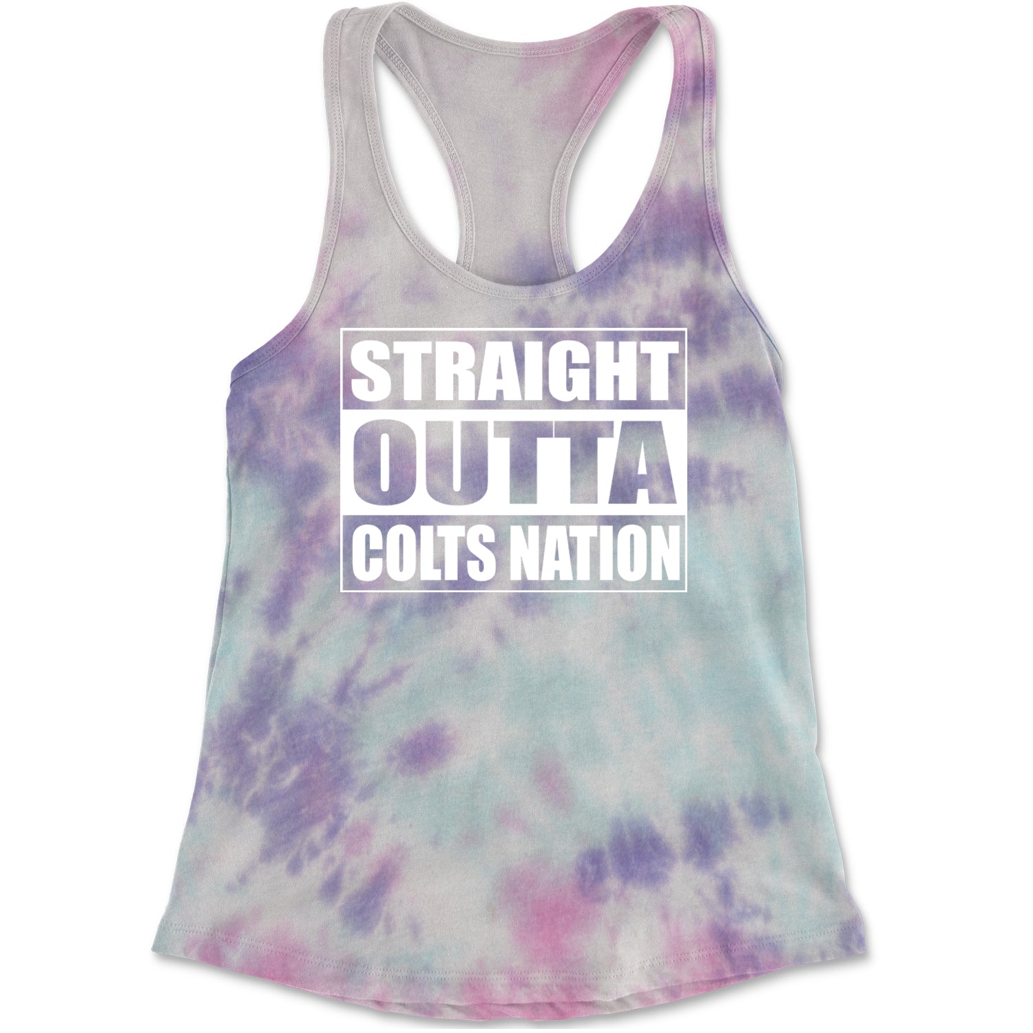 Straight Outta Colts Nation Football  Racerback Tank Top for Women Cotton Candy