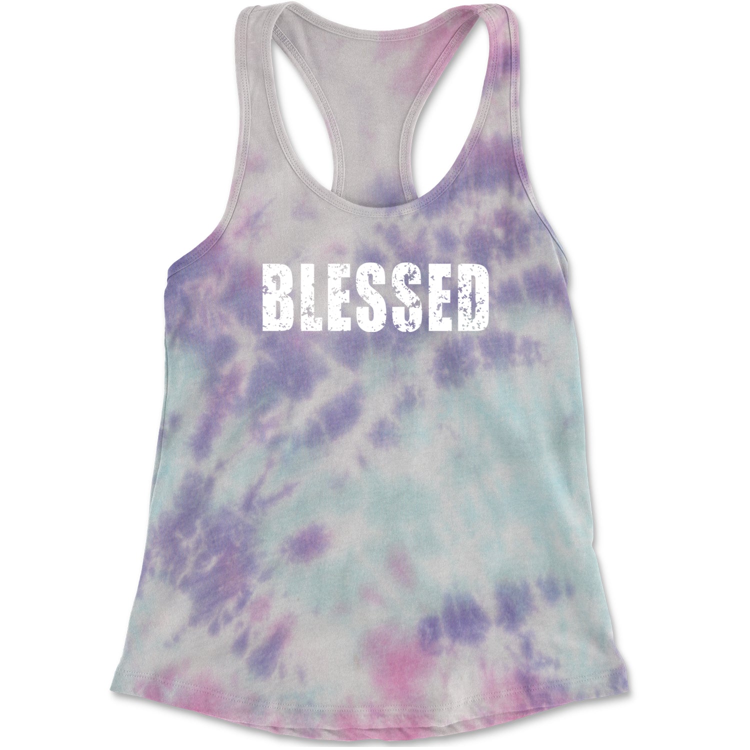 Blessed Religious Grateful Thankful Racerback Tank Top for Women Cotton Candy