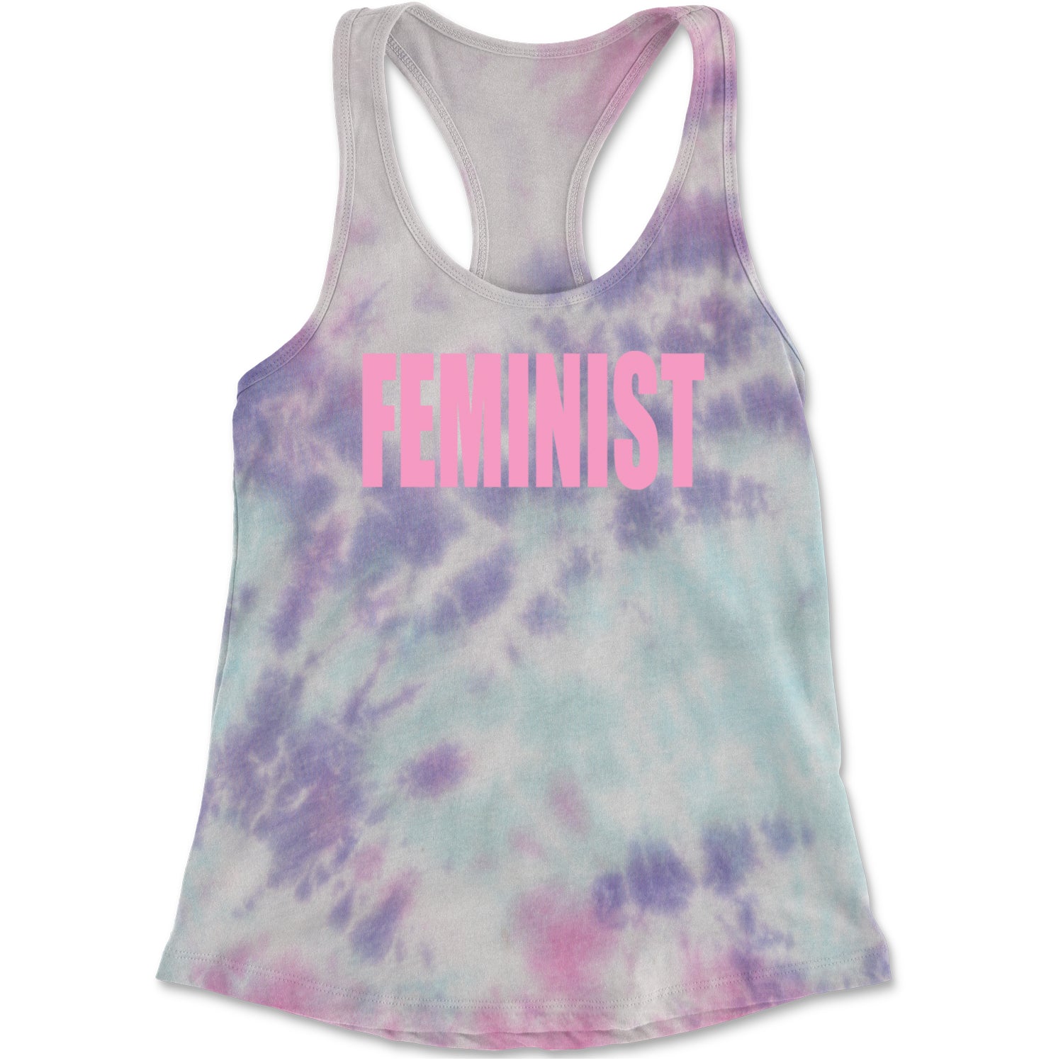 Feminist (Pink Print) Racerback Tank Top for Women Cotton Candy