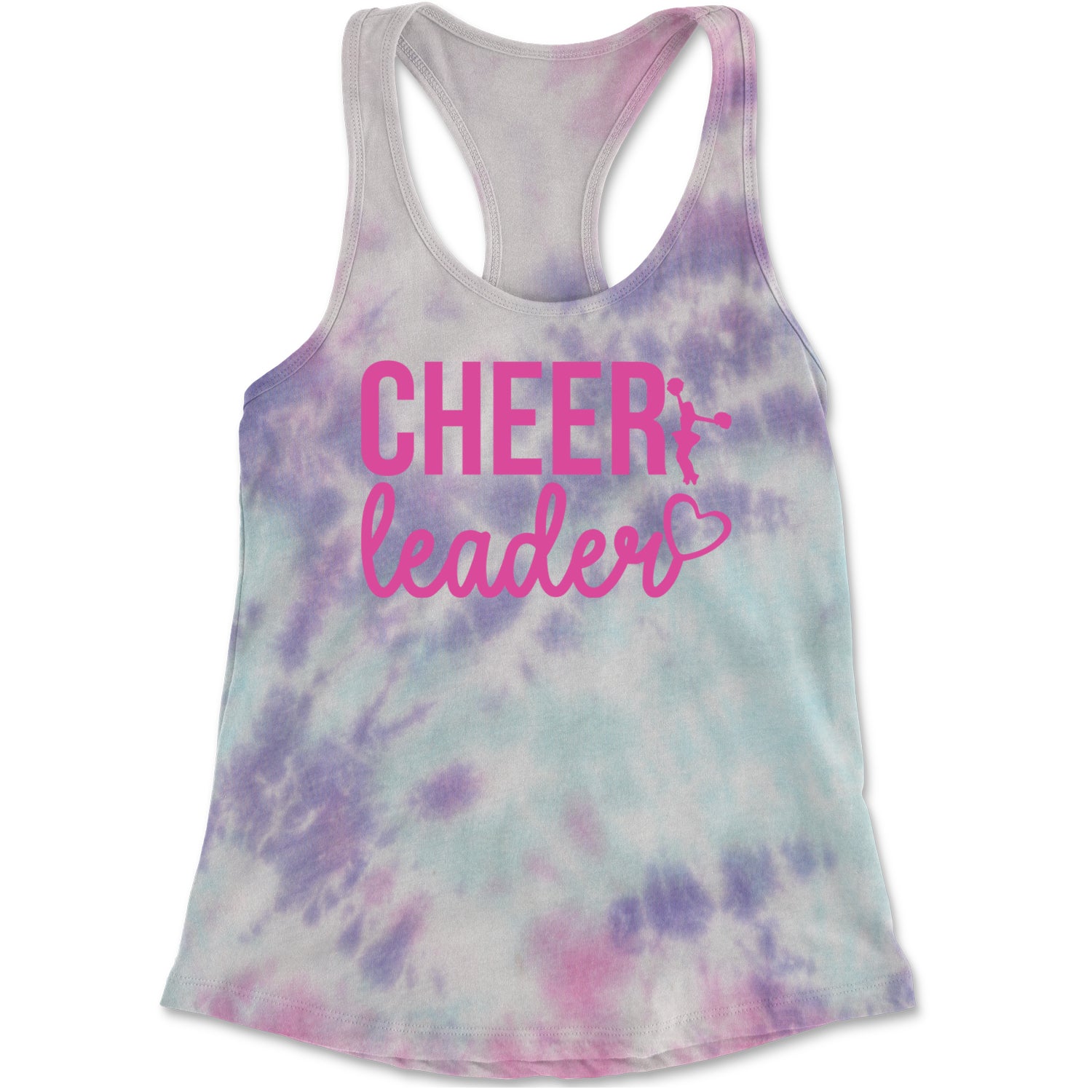 Cheerleader Heart Love Racerback Tank Top for Women Cotton Candy