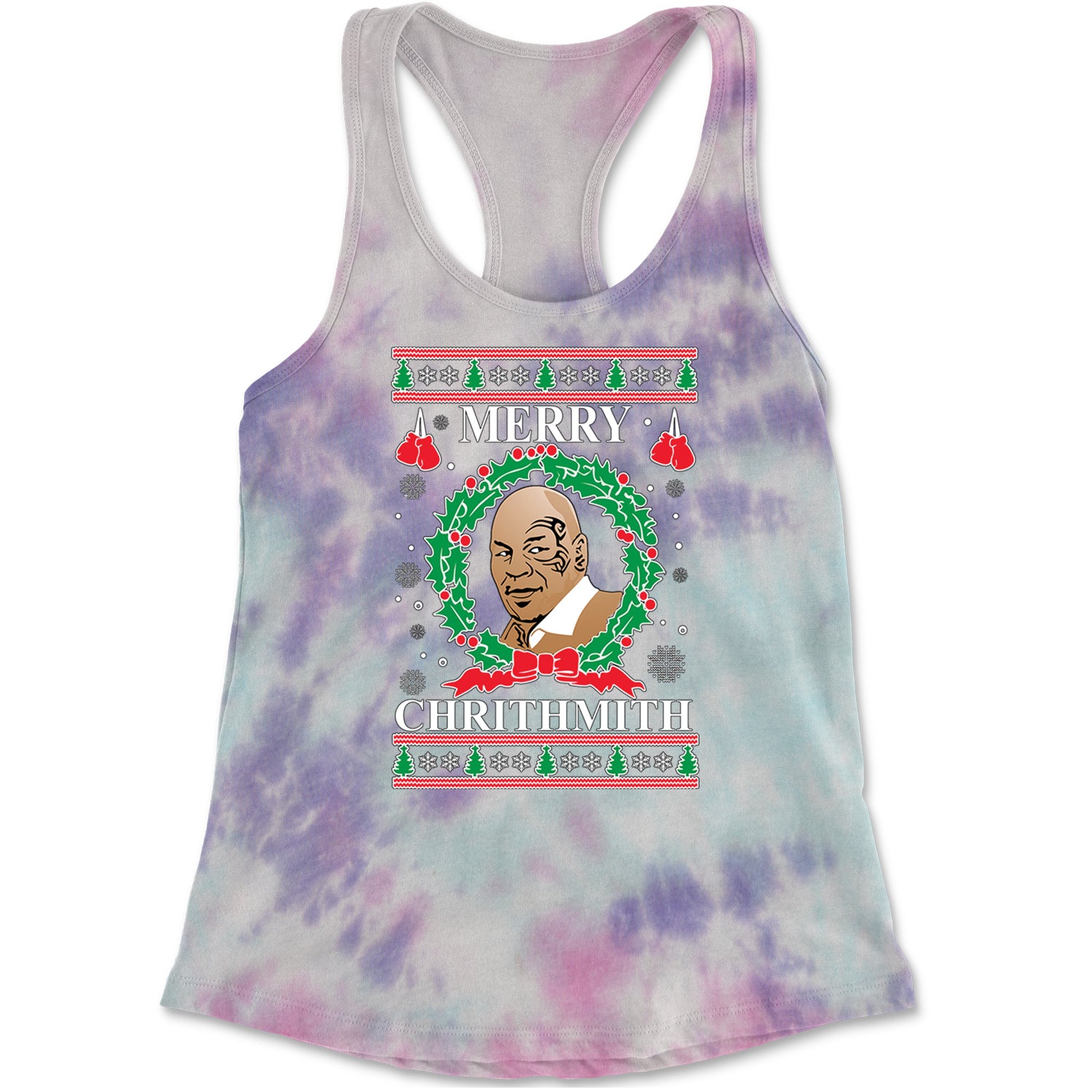 Merry Chrithmith Ugly Christmas Racerback Tank Top for Women Cotton Candy