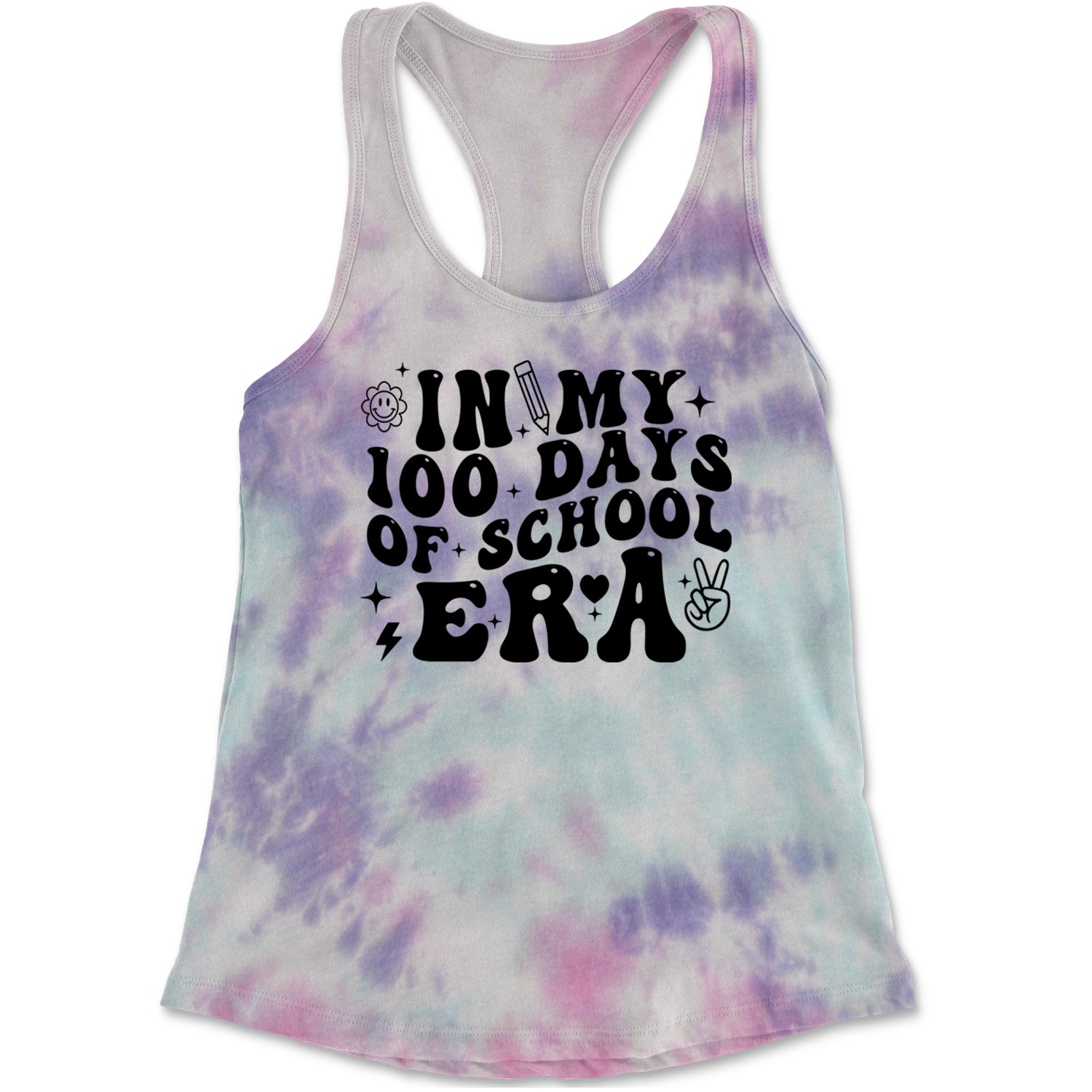 In My 100 Days Of School Era Racerback Tank Top for Women Cotton Candy