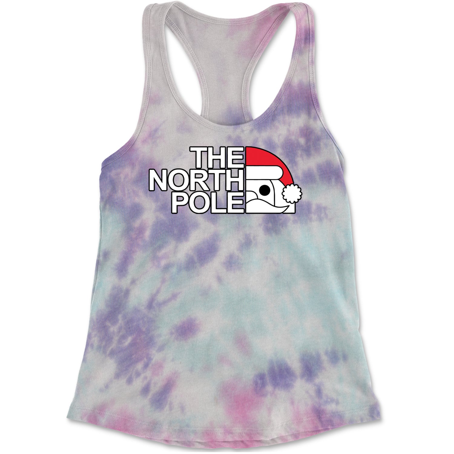 The North Pole Santa Face Racerback Tank Top for Women Cotton Candy