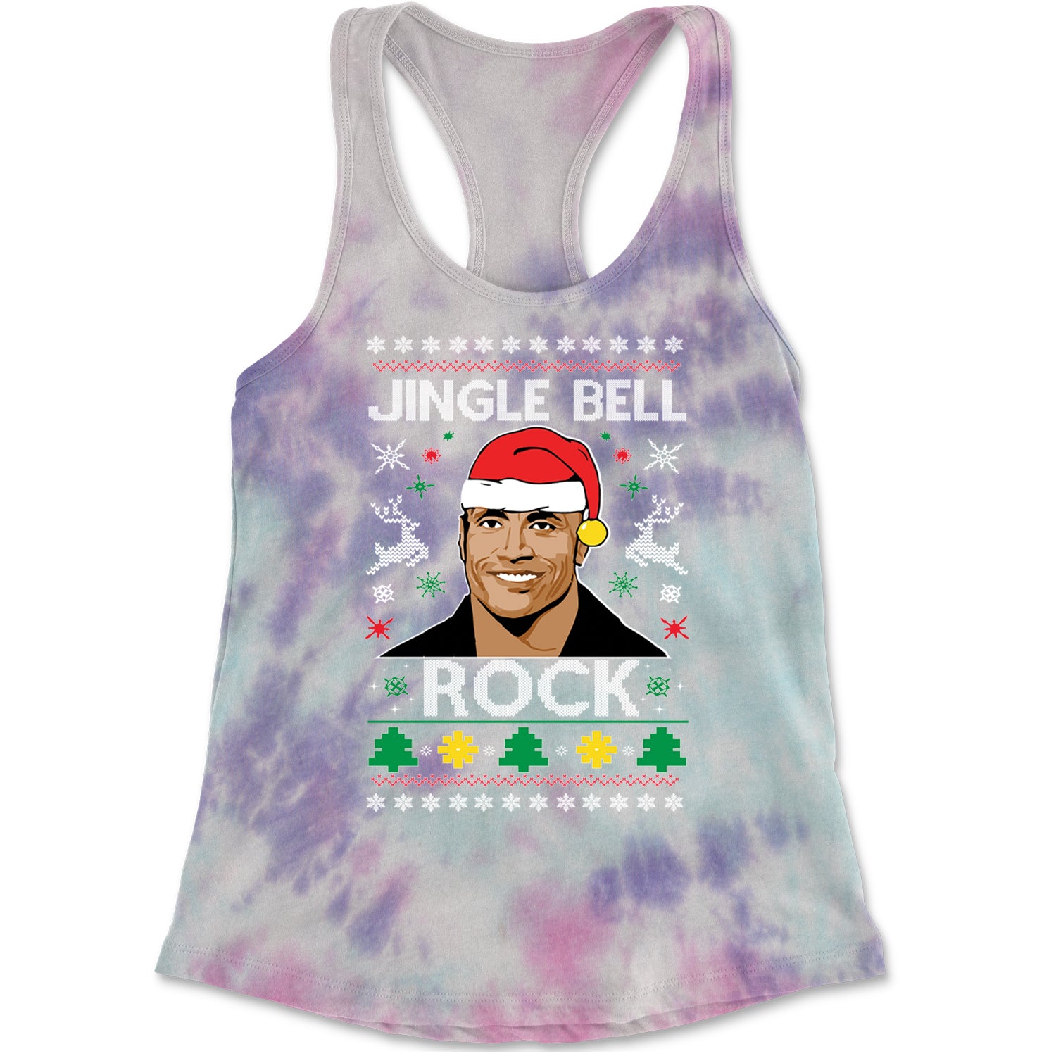 Jingle Bell Rock Ugly Christmas Racerback Tank Top for Women Cotton Candy