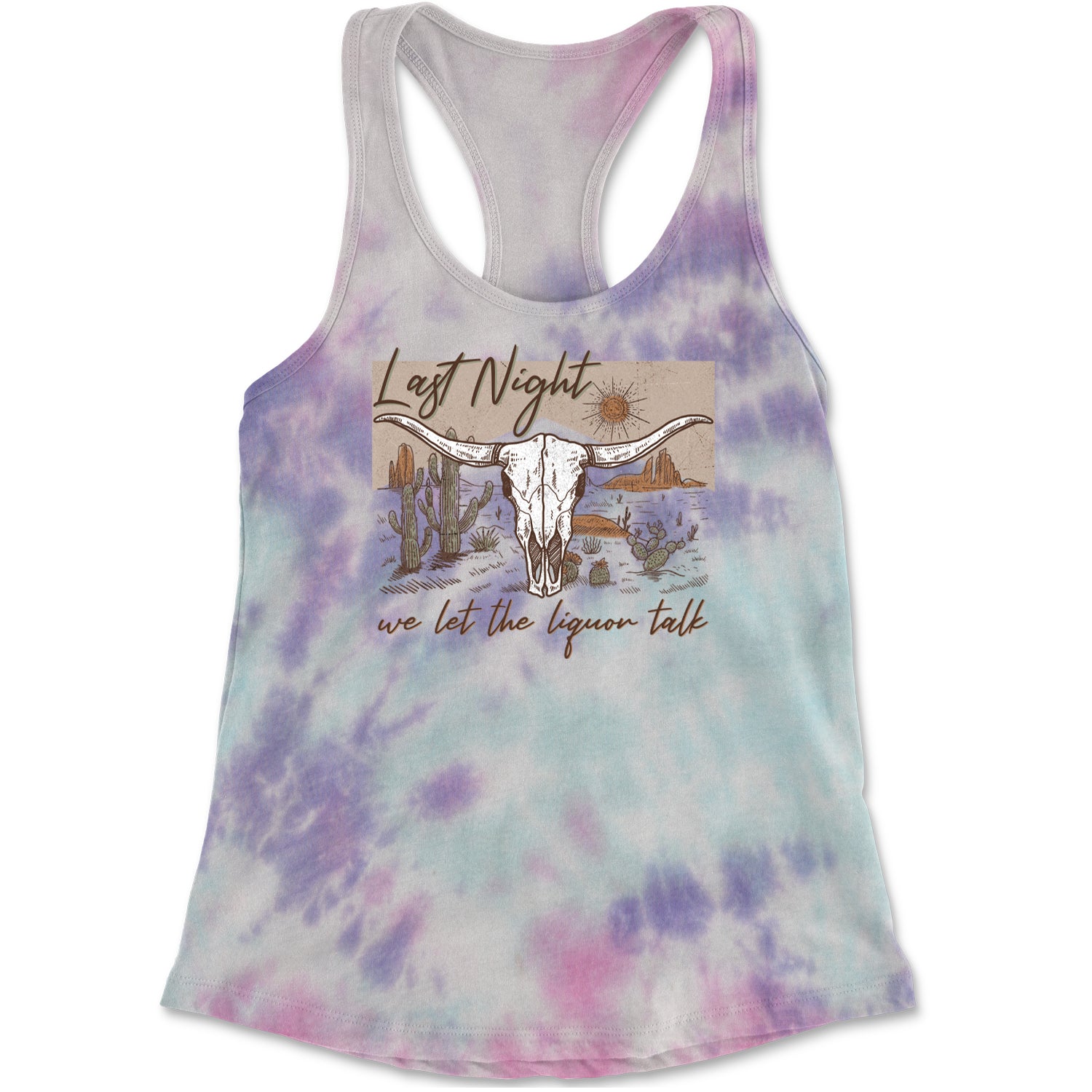 Last Night We Let The Liquor Talk Country Music Western Racerback Tank Top for Women Cotton Candy