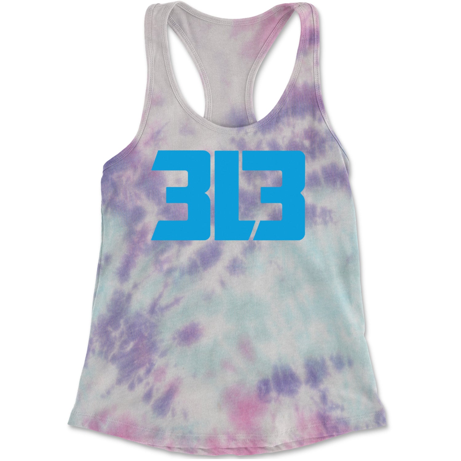 3L3 From The 313 Detroit Football Racerback Tank Top for Women Cotton Candy