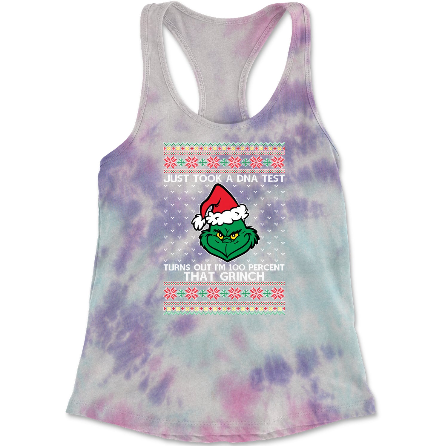 One Hundred Percent That Gr-nch Ugly Christmas Racerback Tank Top for Women Cotton Candy