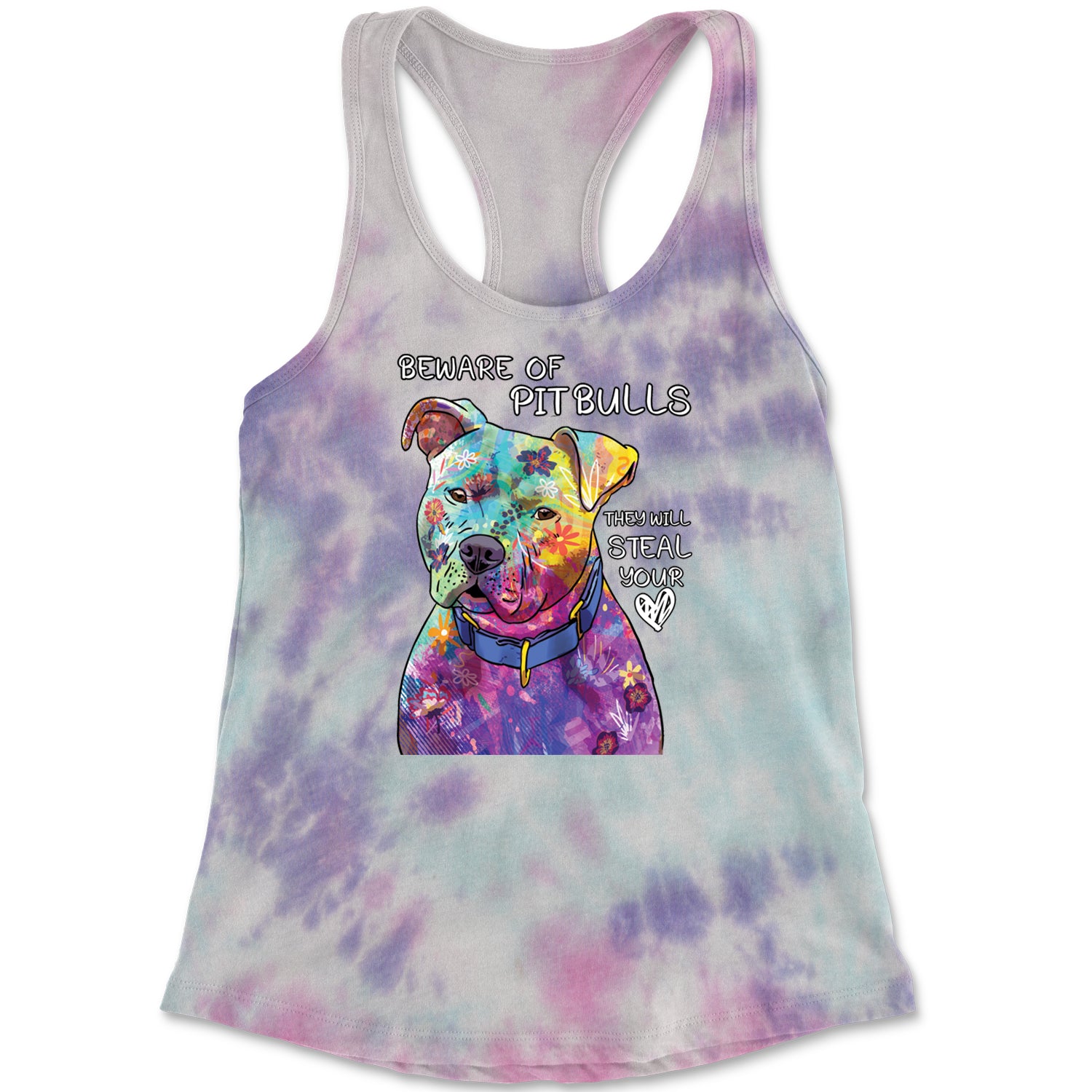 Beware Of Pit Bulls, They Will Steal Your Heart  Racerback Tank Top for Women Cotton Candy