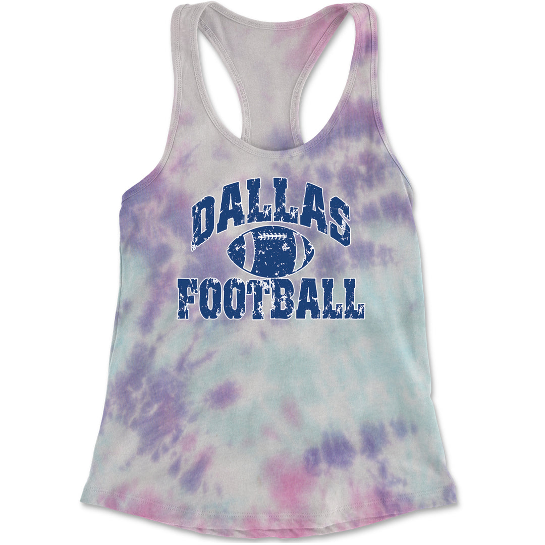 Dallas Distressed Football Racerback Tank Top for Women Cotton Candy