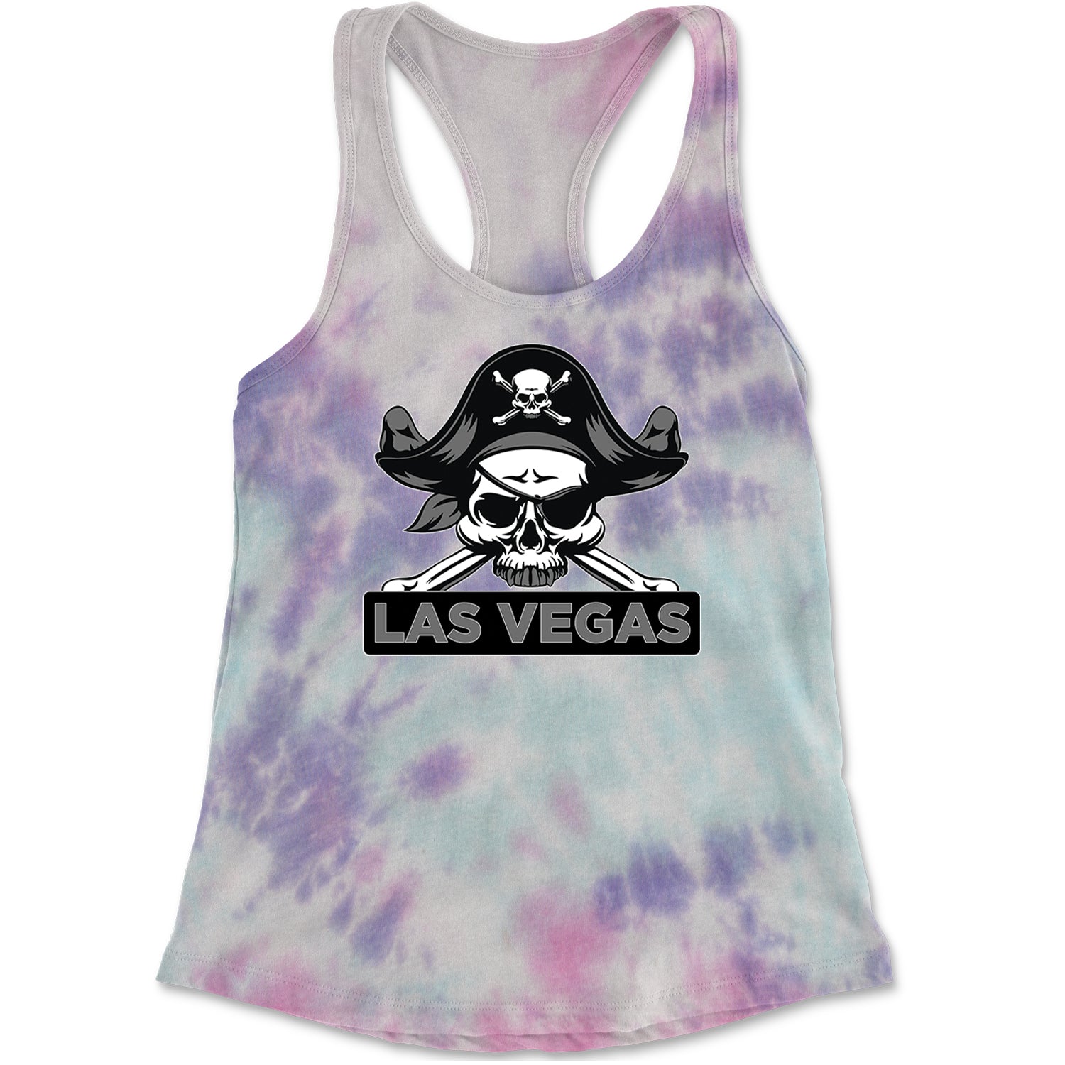 Raider Skull Straight Outta Las Vegas Racerback Tank Top for Women Cotton Candy